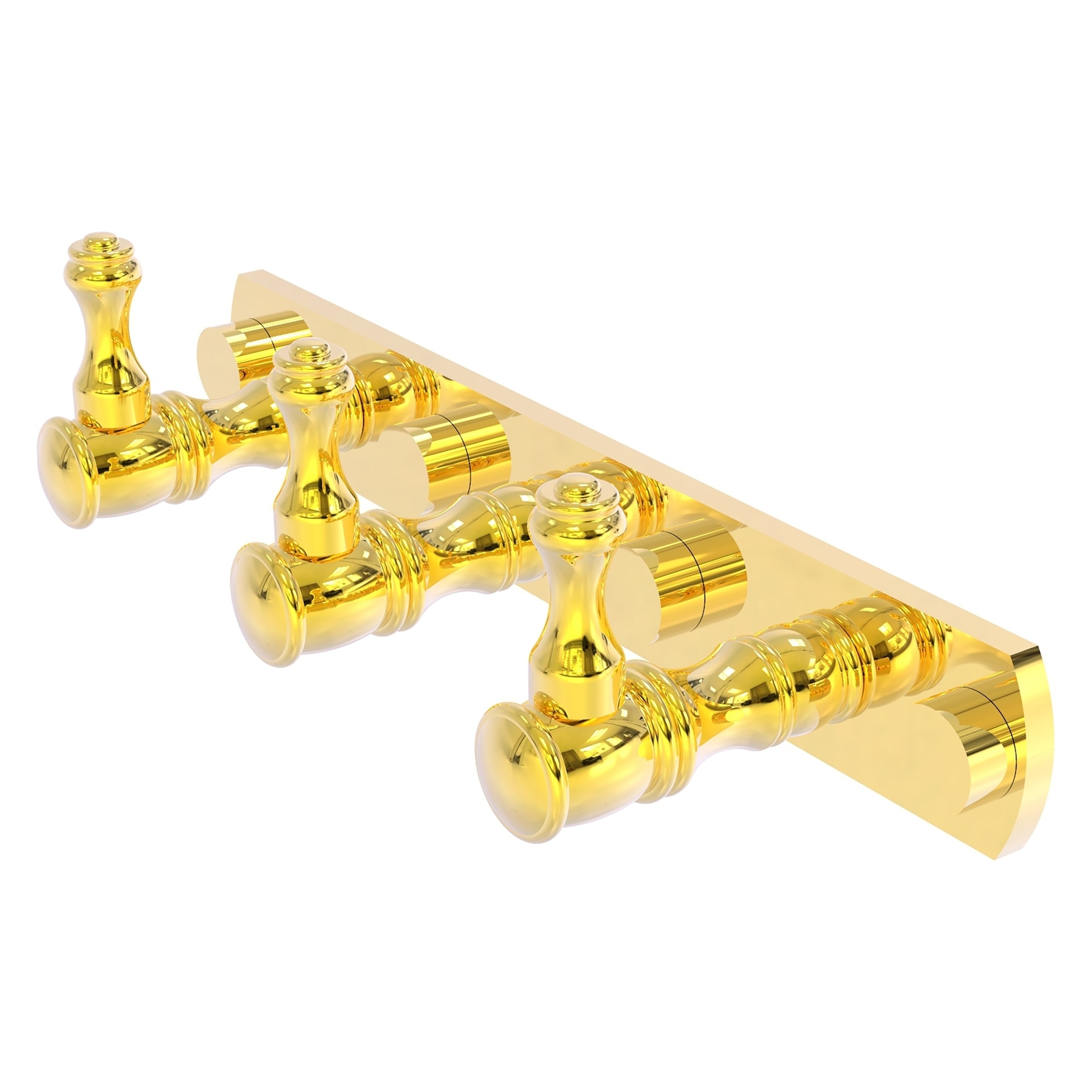 Allied Brass CL-20-3-PB Carolina Polished Brass Triple -Hook Wall mount Towel Hook