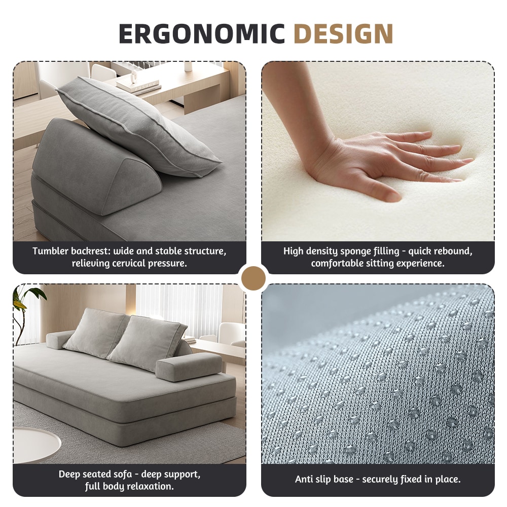 LOVMOR 86.6in Multifunctional Convertible Sofa Bed with 2