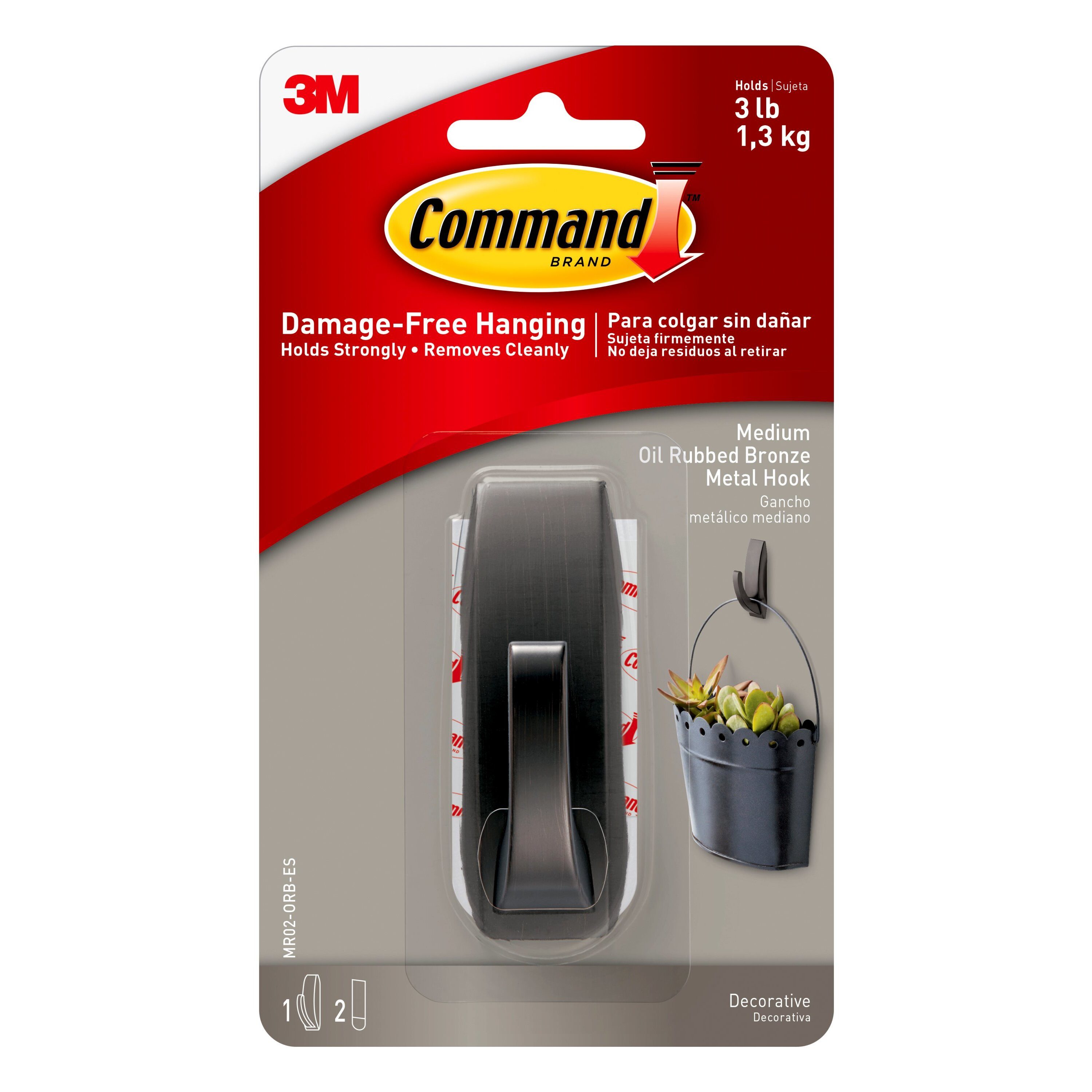 Command 17036BN-ES Wall Hooks, Large, Brushed Nickel, Great for Dorm Decor
