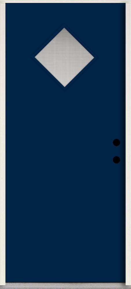 RELIABILT LO1067486 Spotlights 32-in x 80-in x 4-5/8-in Fiberglass 1/4 lite Left-hand inswing Naval Paint Painted Prehung Front Door Insulating core