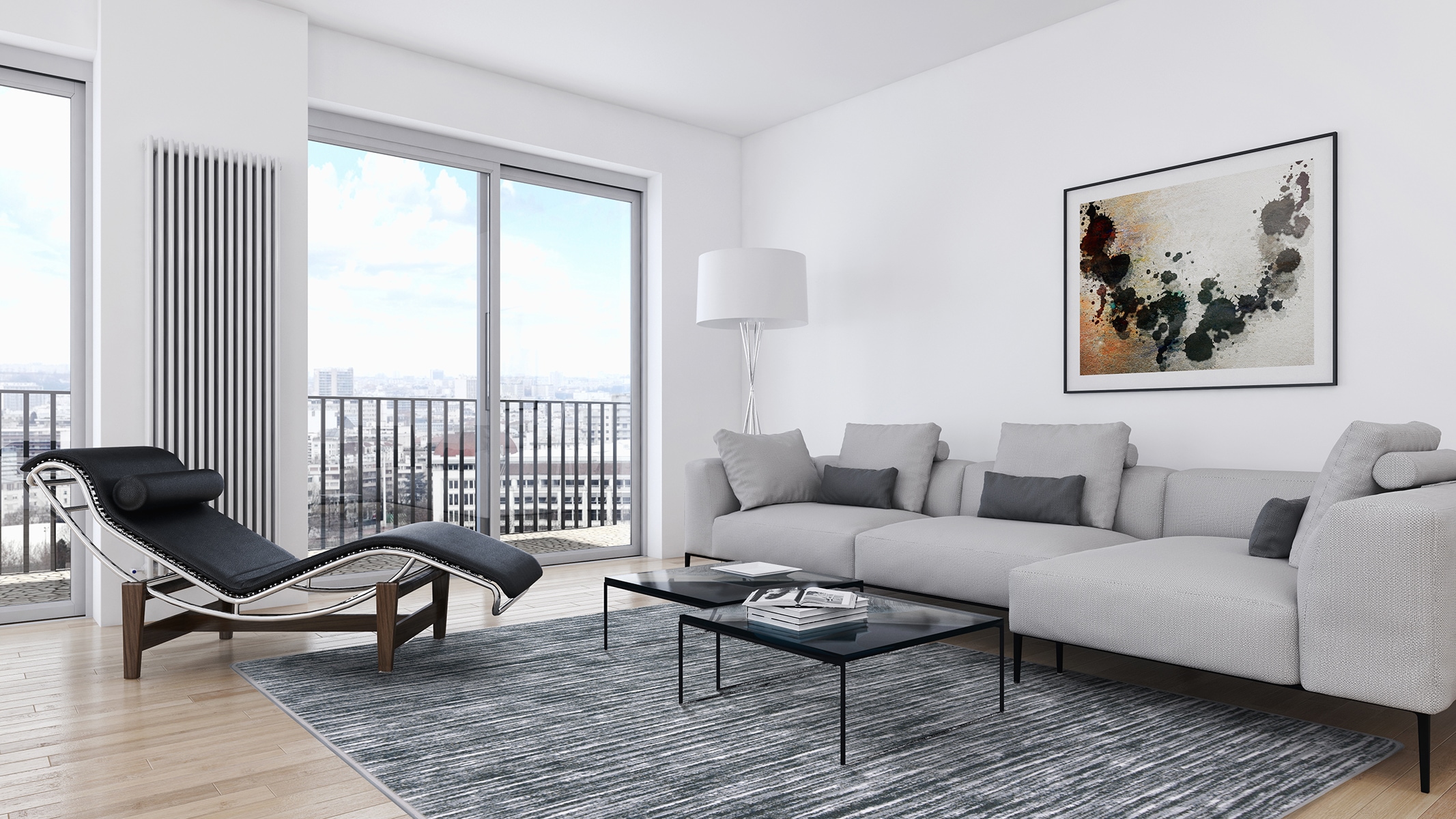 Joy Carpets 2037D-04 Impressions 8 x 11 (ft) Tufted Nylon Smoke Rectangular Indoor Abstract Farmhouse/Cottage Area rug