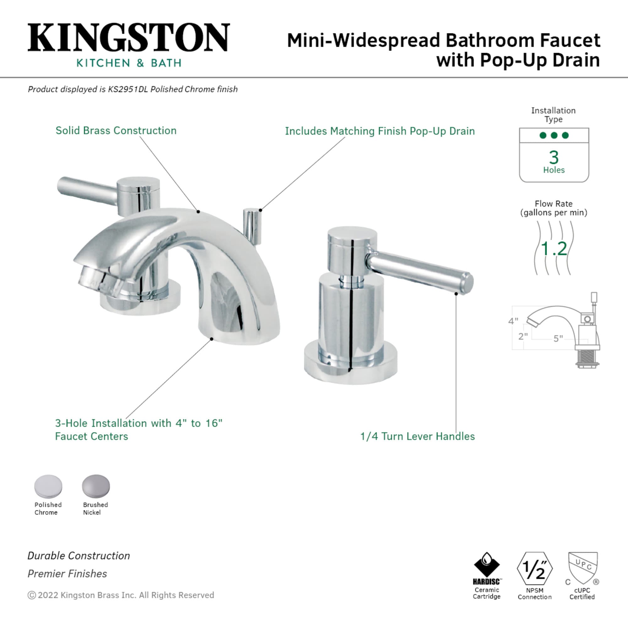 Elements of Design ES2958DL Lavatory-Faucets - View #3