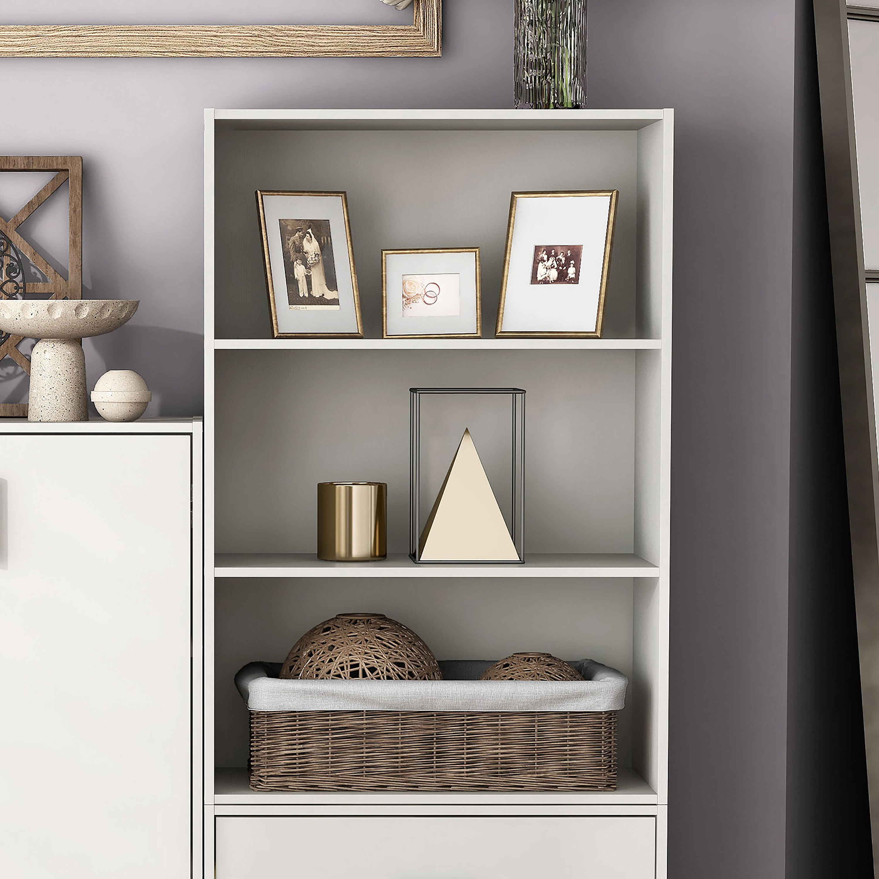 White Stackable 3-Tier Wood Cube Storage Bookcase