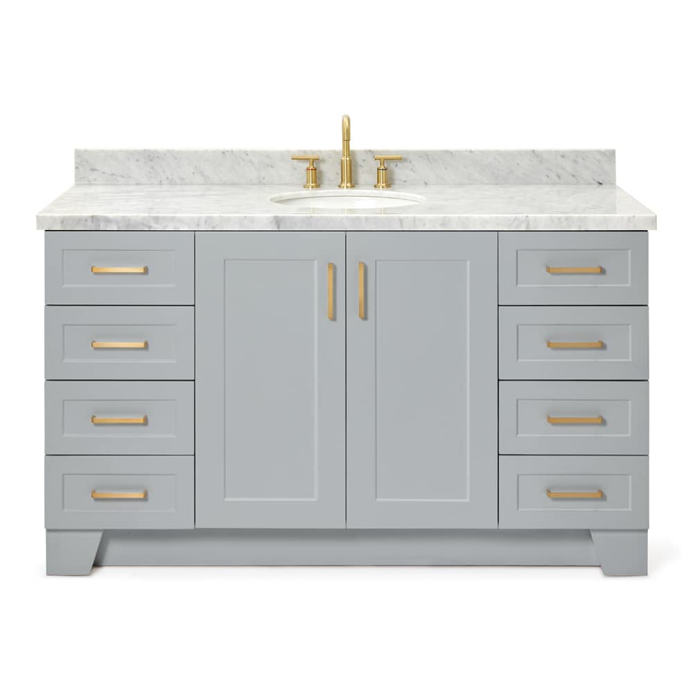 Taylor 61" Gray Freestanding Bath Vanity with Carrara Marble Top