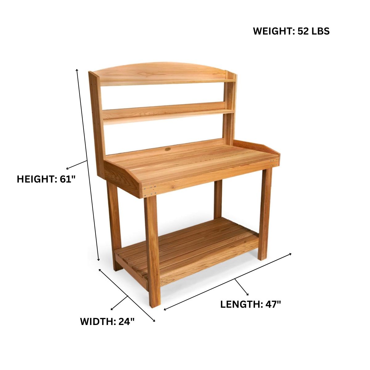 Natural Cedar Potting Bench - 47x61x24 Inches