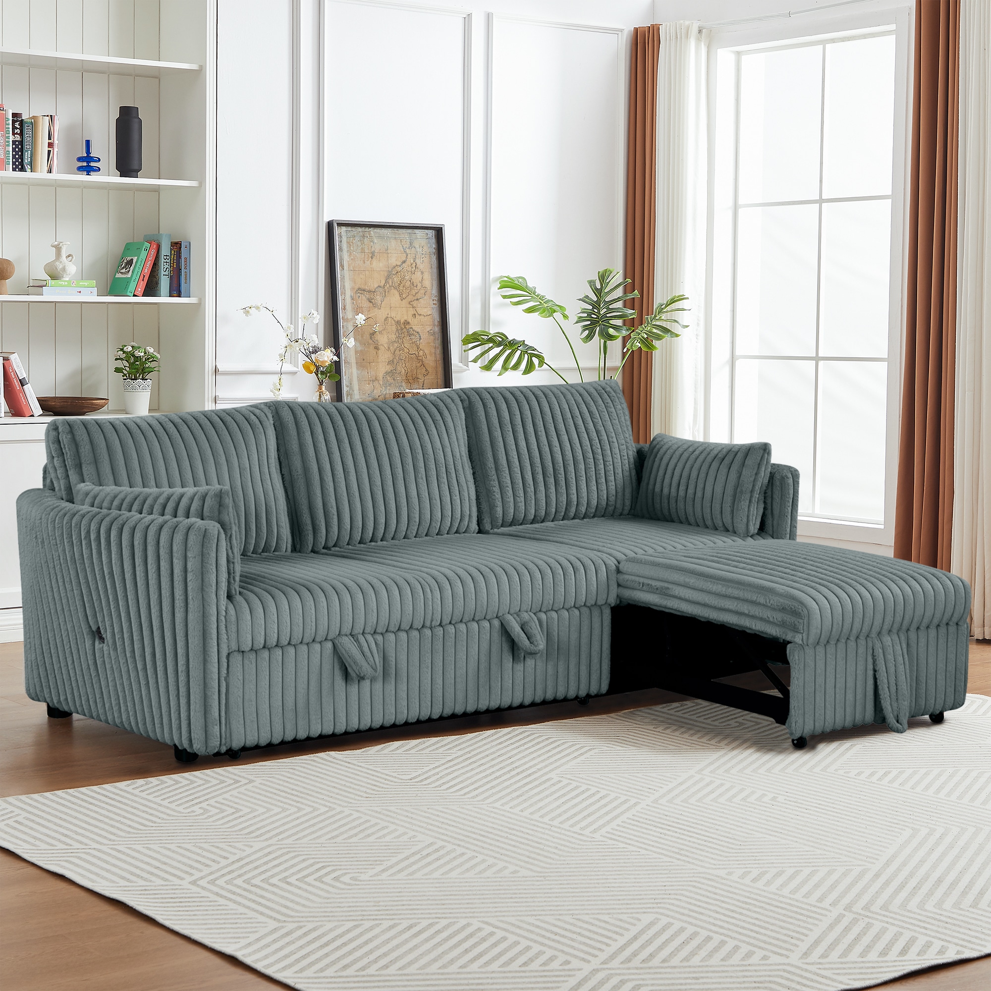 IHOMEadore MDSL64002DG-3SEAT 85-in Modern Dark Gray Reclining Sleeper
