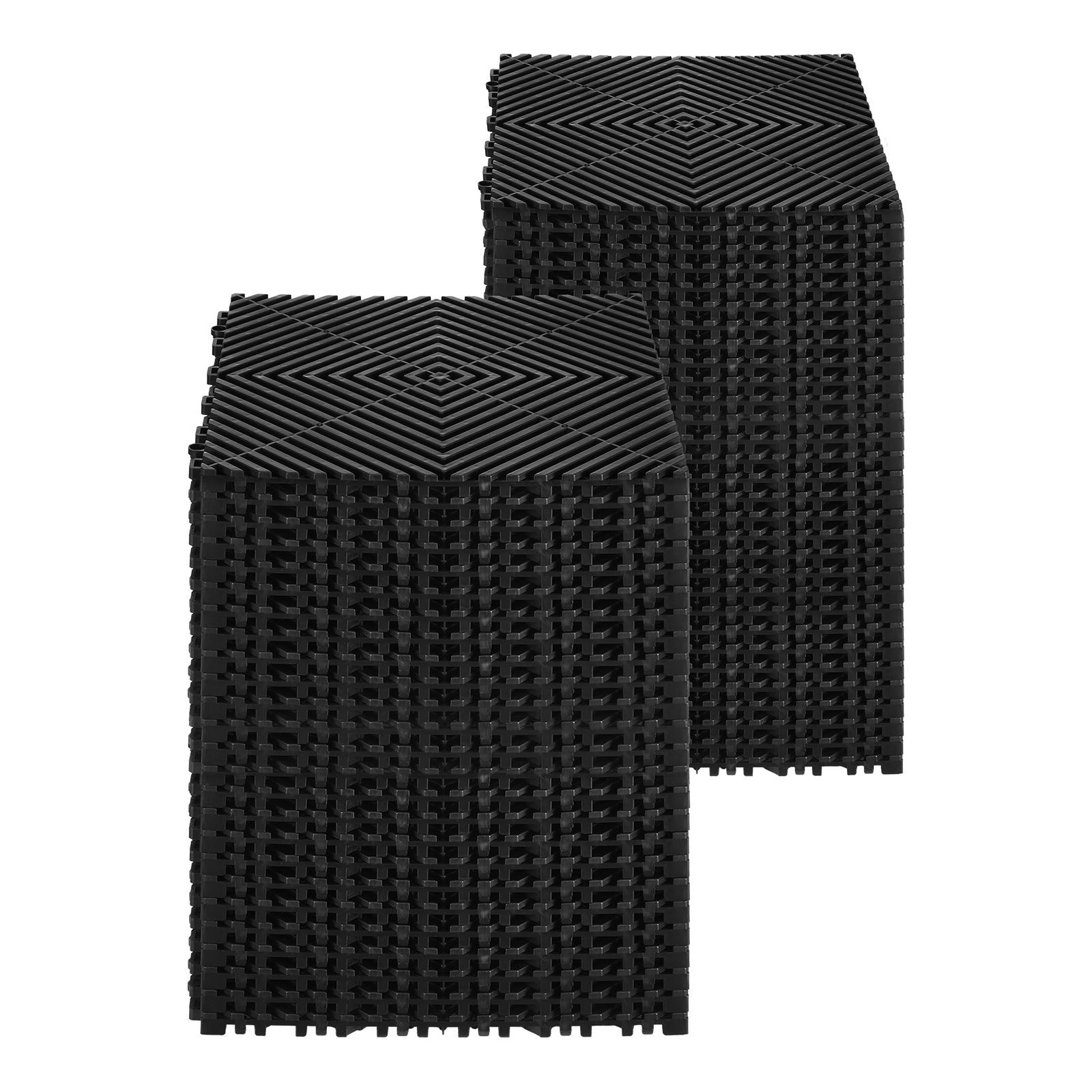Angel Sar 24 Pcs Interlocking Drainage Mat 12 Inches Modular Cushion with Non Slip Black PP Drainage Floor Tile for Garage Garden Kitchen and Outdoor