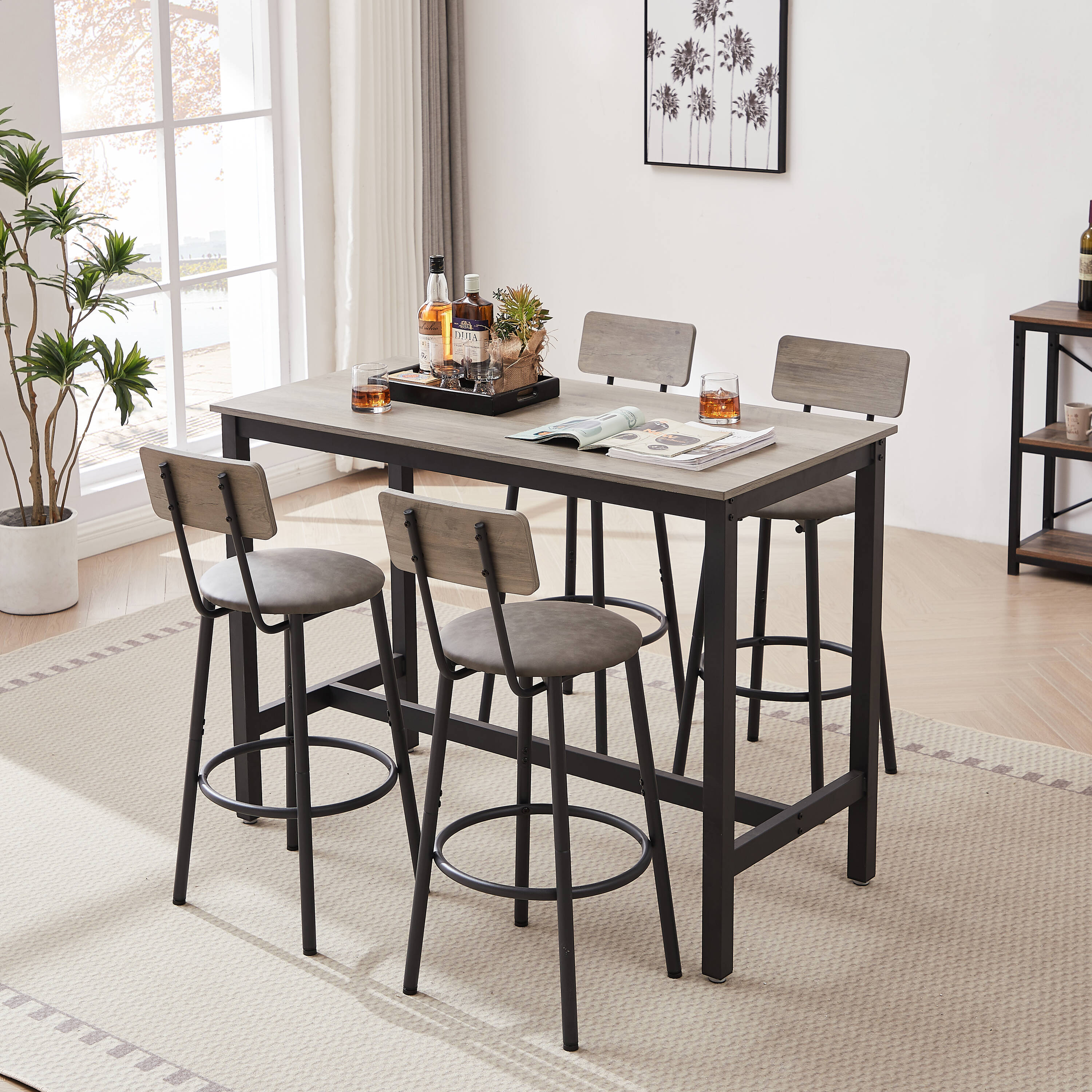 Sunrinx MG66-17-SN Gray Contemporary/Modern Dining Room Set with Rectangular Table ( Seats 4 )