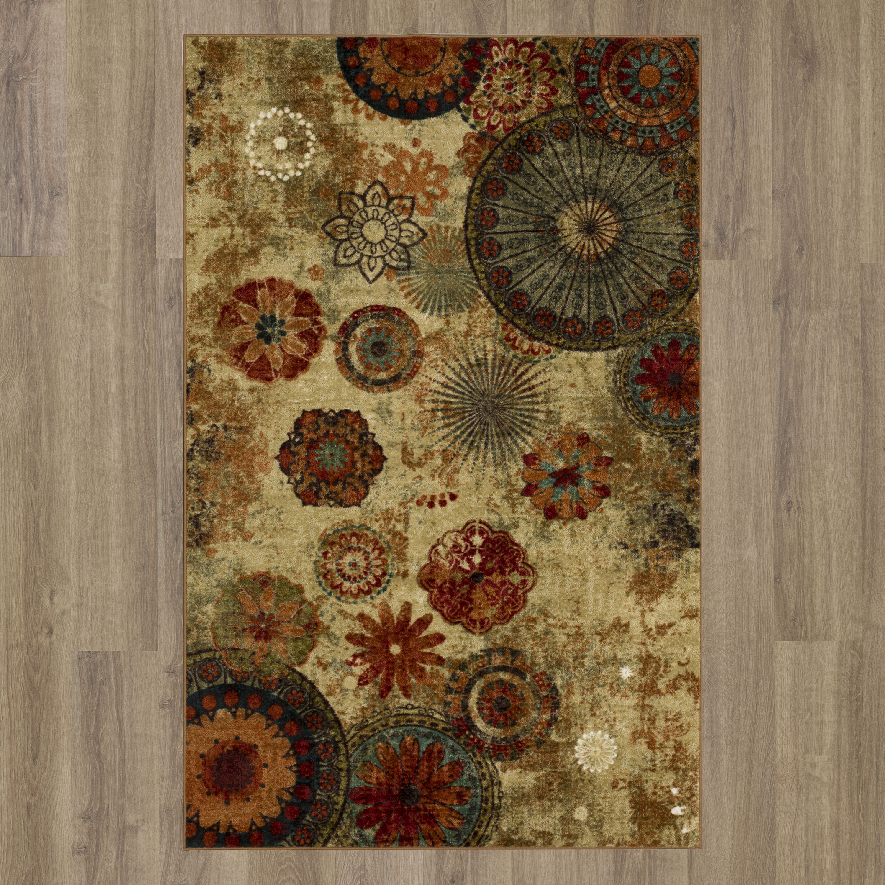 Caravan Blue Medallion Easy-Care Synthetic Rectangular Rug