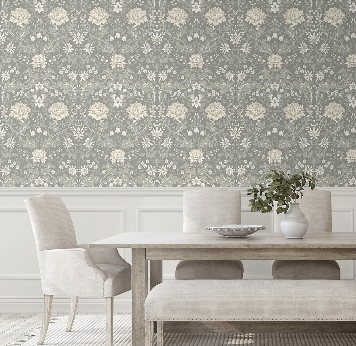 Nextwall 31.35-sq Ft Daydream Grey And Honeysuckle Vinyl Floral Self 