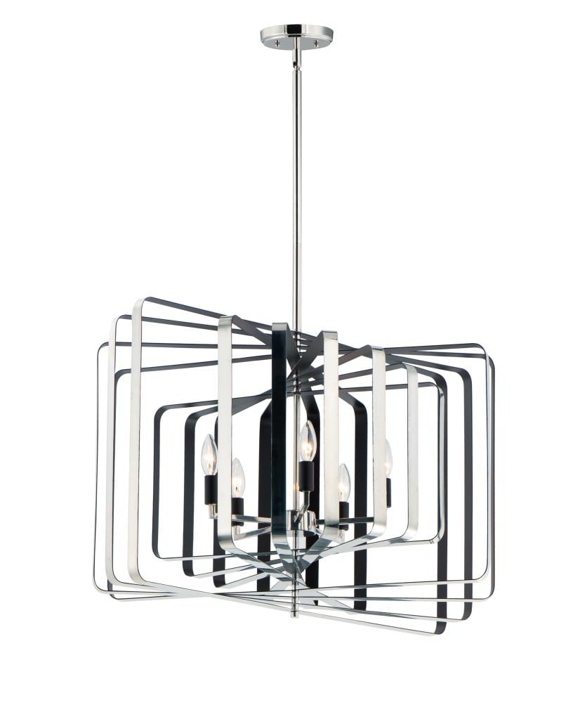 Maxim Lighting 28677PNBK Radial 60 -Light Polished Nickel/Black Modern/contemporary Clear glass Geometric Large Hanging Pendant light