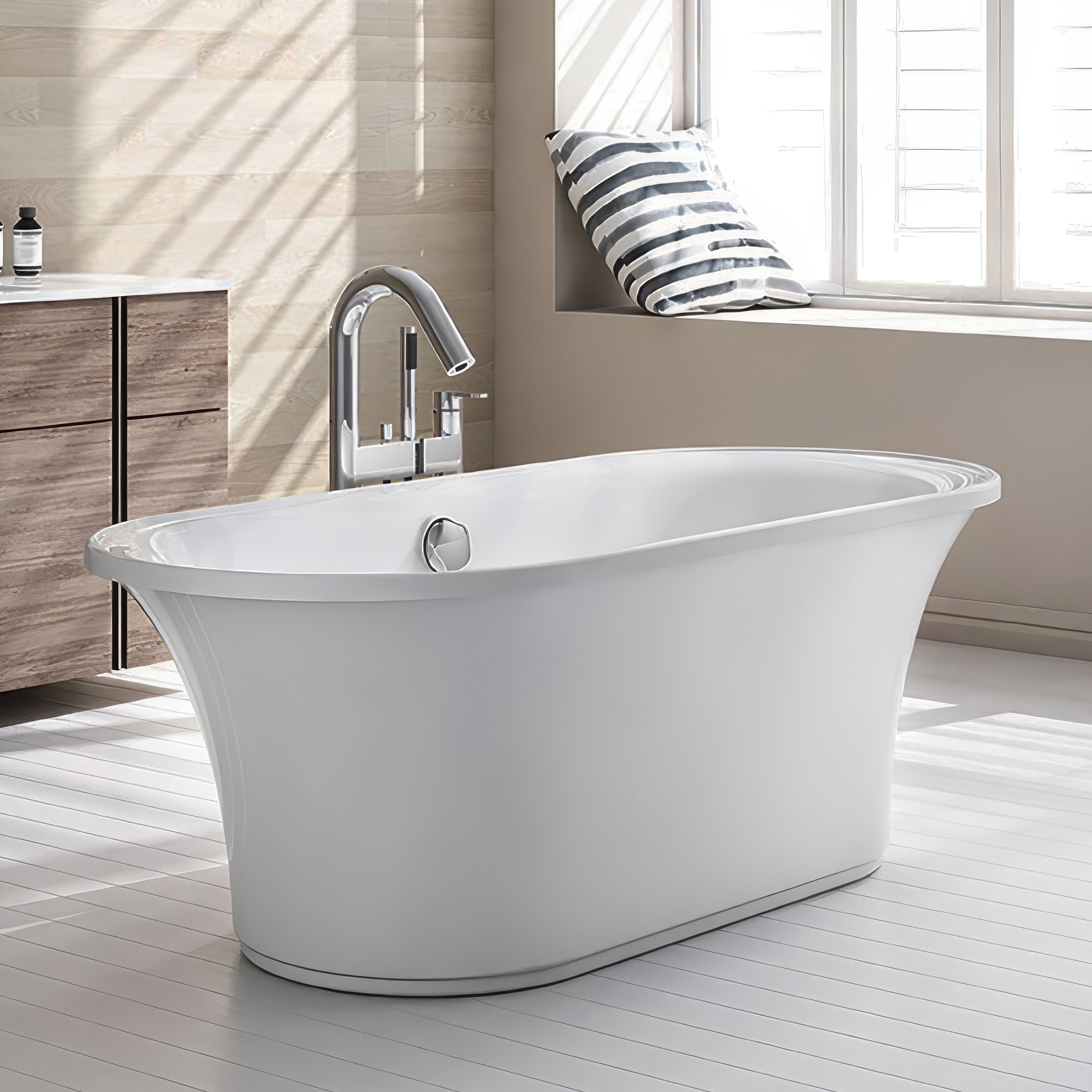Whitehaus Collection - Bathhaus Oval Double Ended Freestanding Lucite Acrylic Bathtub with a Chro...