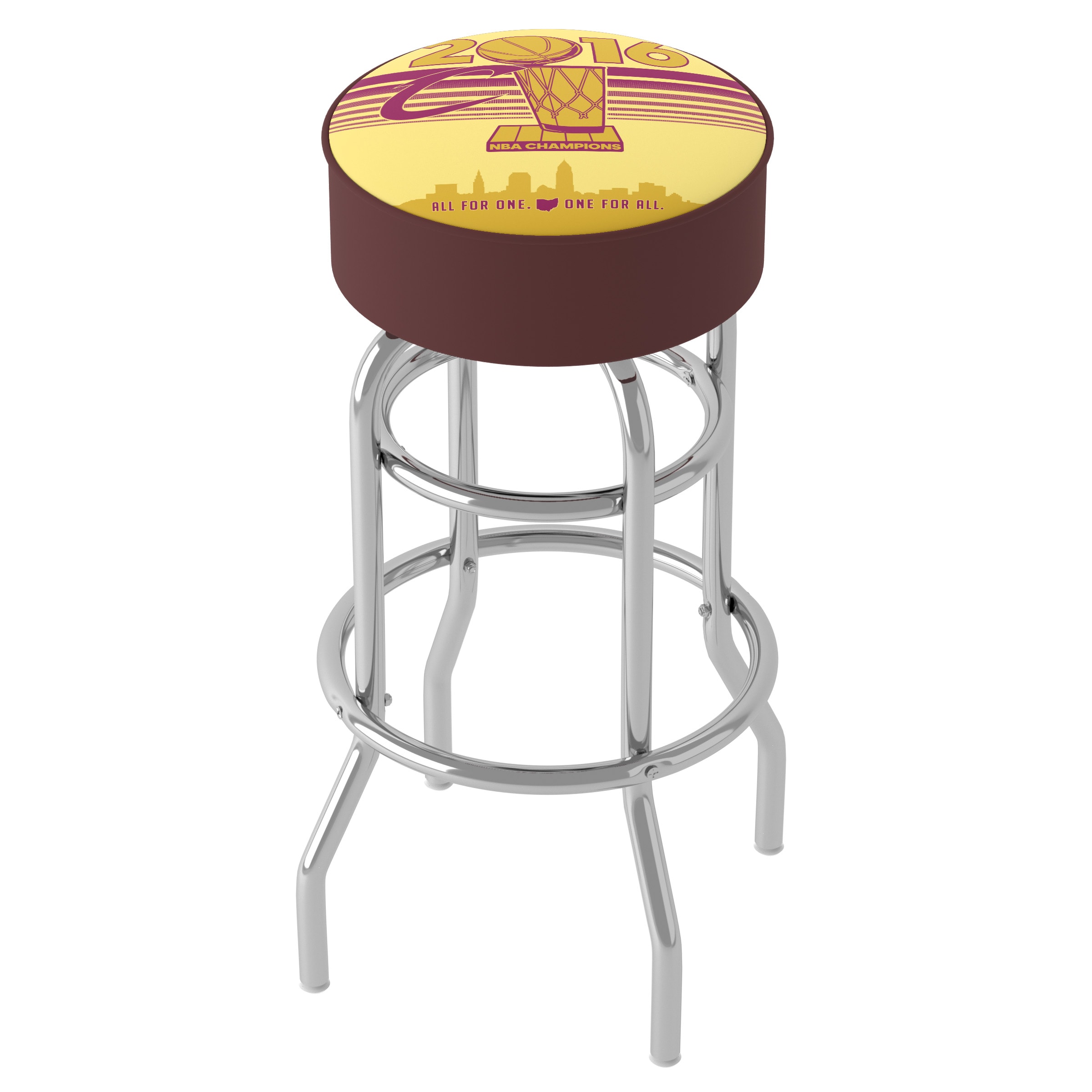 Trademark Gameroom NBA1000-CC-C16 Cleveland Cavaliers Bar Stools Cleveland Cavaliers 2015 30.0-in H Bar height Round seat Upholstered Swivel Metal Bar Stool