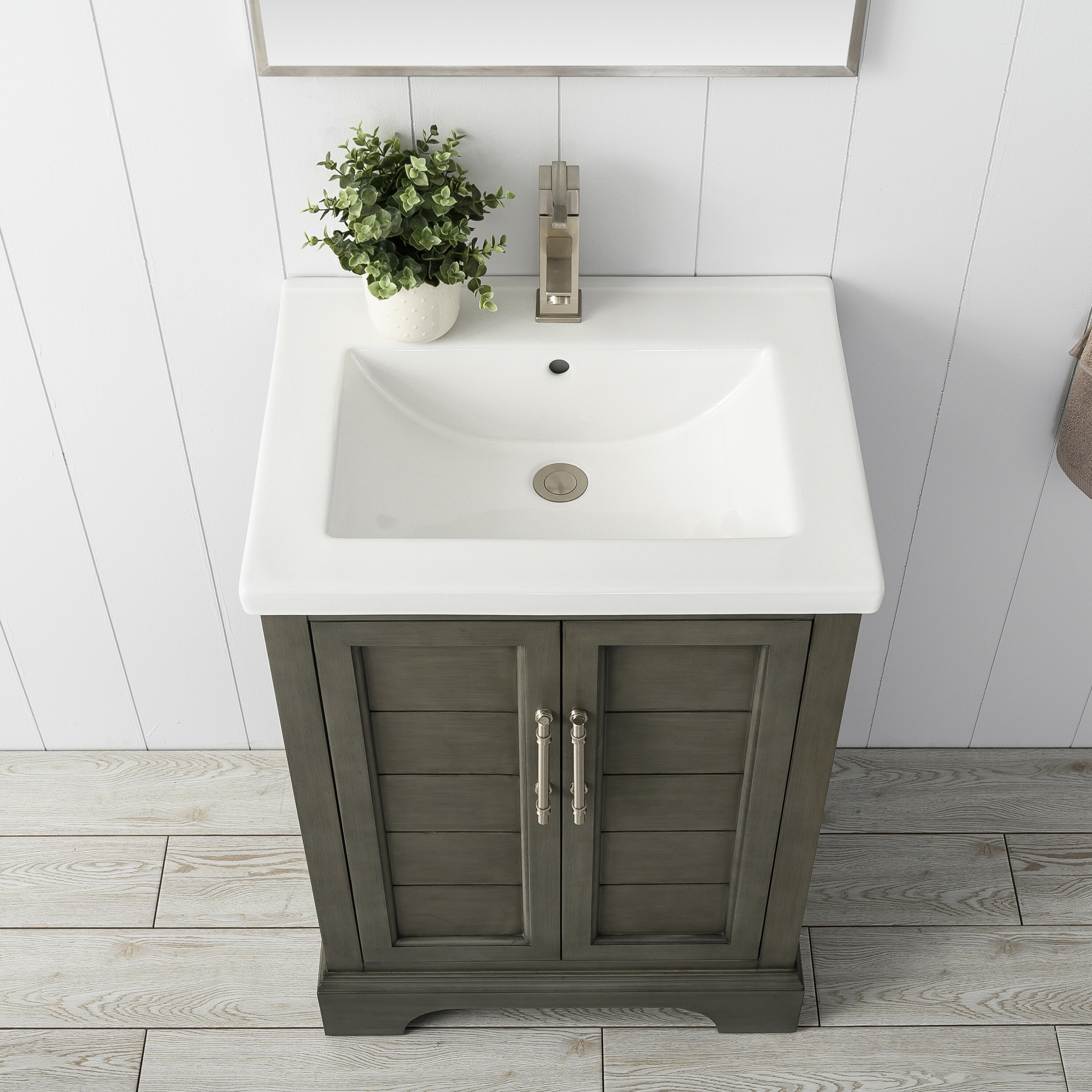 Silver Gray 24" Single Sink Bathroom Vanity with Ceramic Top