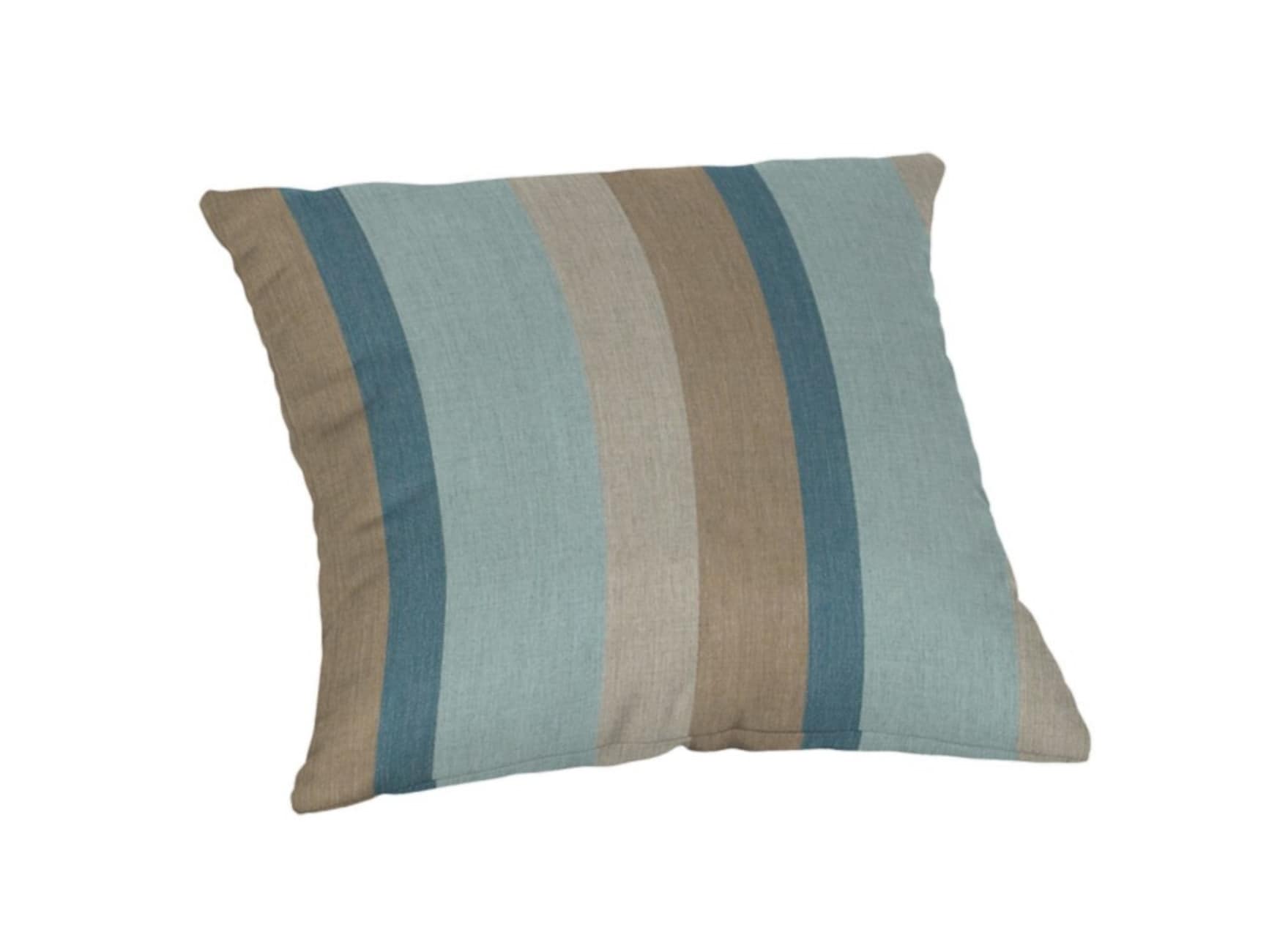 Gateway Mist Sunbrella® Striped Square Indoor/Outdoor Throw Pillow