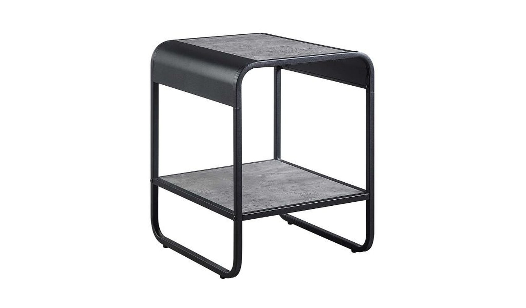 HomeRoots 4000486419 16-in W x 21-in H Concrete Gray Black Finish Wood veneer Rectangular Modern End Table with Storage Assembly Required