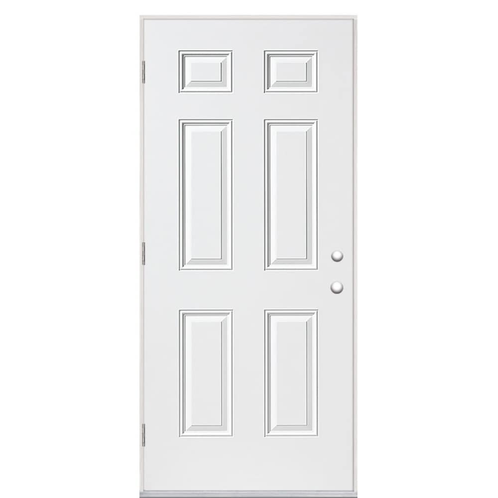 Masonite 740794 32-in x 80-in Steel Right-Hand Outswing Primed Prehung Front Door Insulating Core