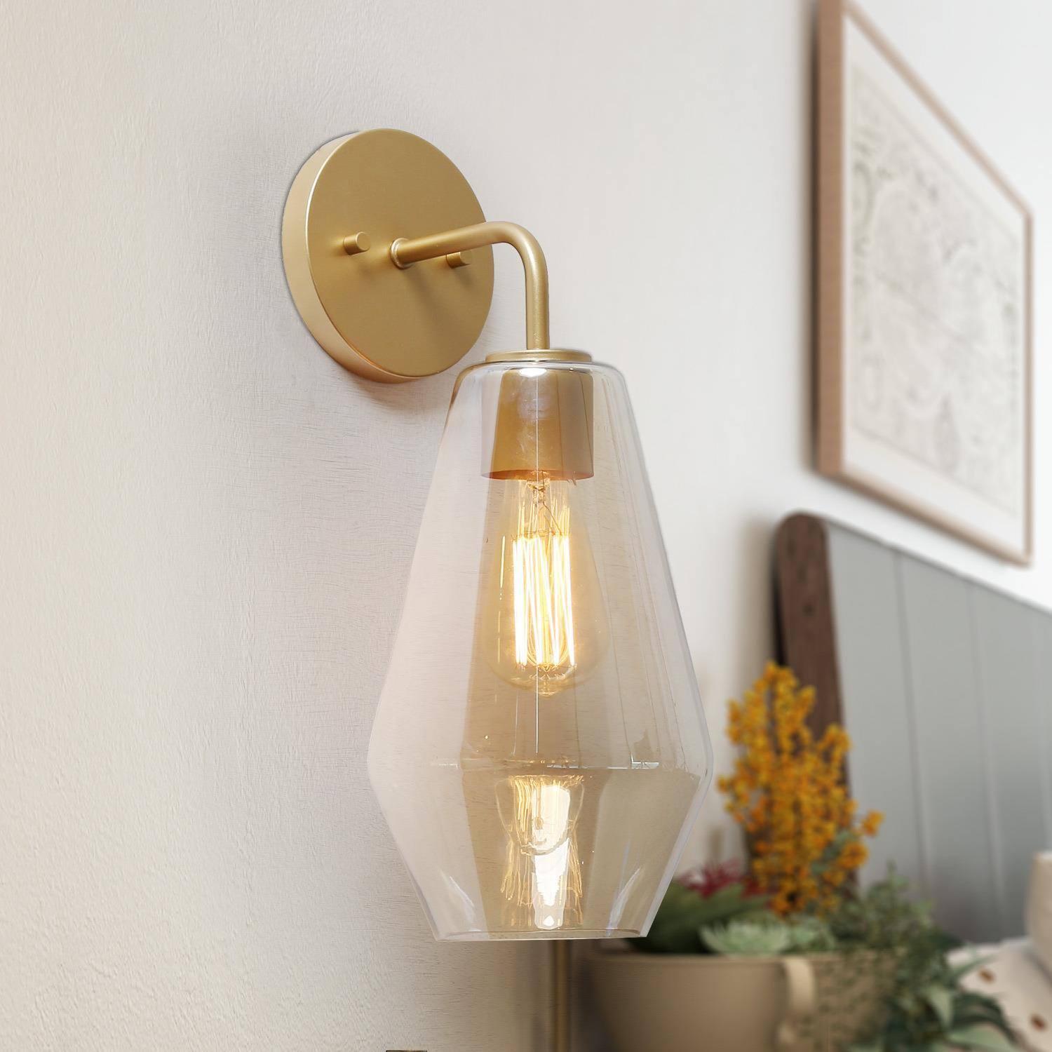 Uolfin MYUY63-LWS23611-S6 16-in W 1 -Light Matte Gold Wall Sconce