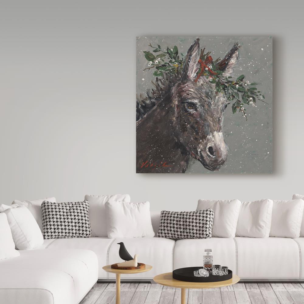 Trademark Fine Art ALI31251-C1818GG Mary Miller Veazie "Mary Beth The Christmas Donkey" 18x18 Canvas Art Mary Miller Veazie Multicolor Framed 18-Inches H x 18-Inches W Animals Canvas Print