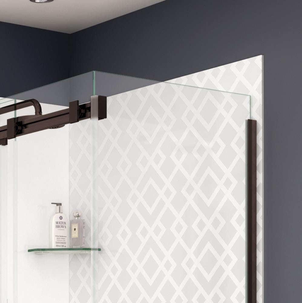 MAAX 137310-900-173-000 Duel Return Panel Dark bronze 30-1/2-in to 31-in W x 74-in H Frameless Corner Fixed Shower door 5/16-in Thick Clear Glass