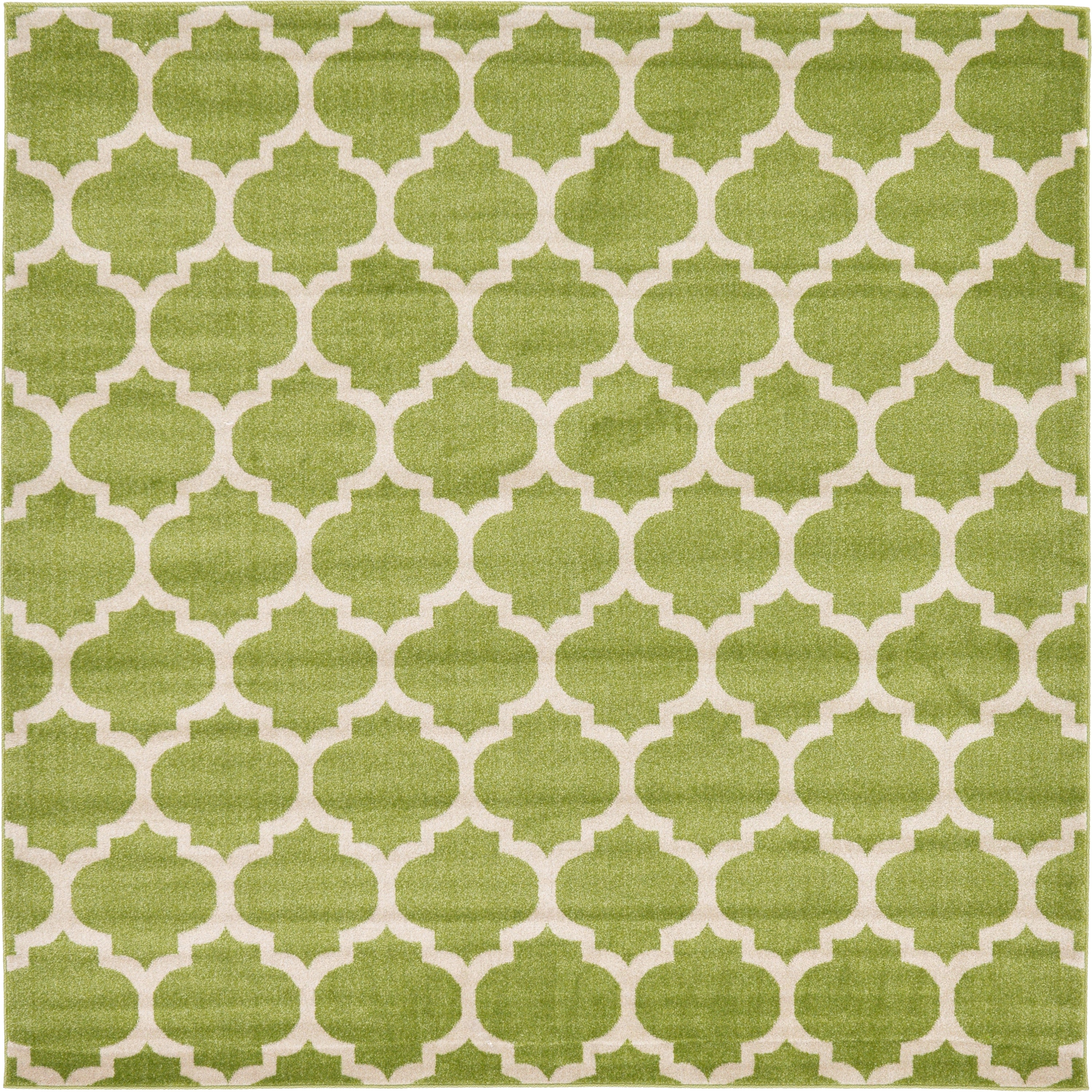Unique Loom 3128682 Philadelphia Trellis 8 x 8 (ft) Loomed Polypropylene Green/Beige Square Indoor Geometric Industrial Area rug