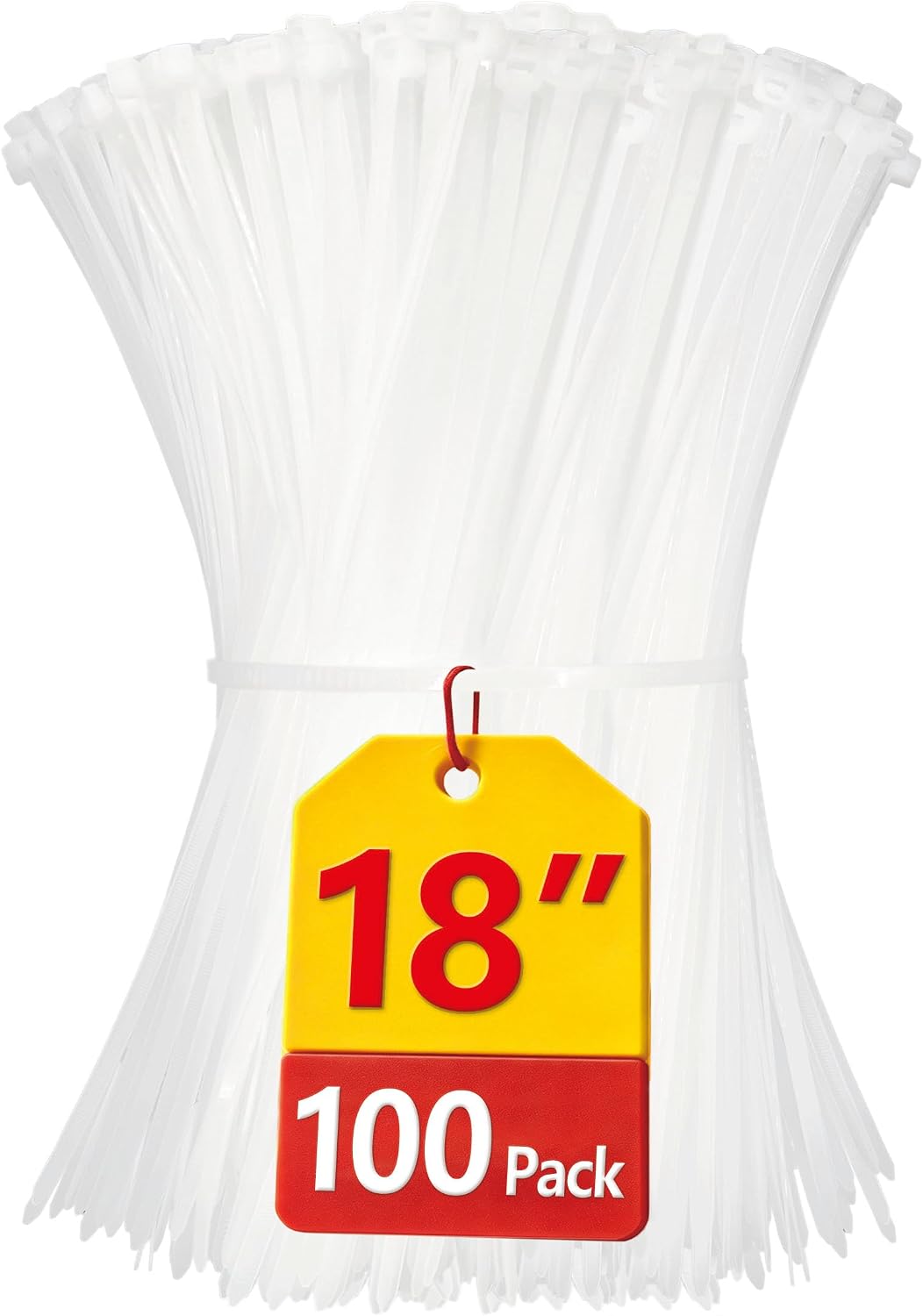 Anoson White Zip Ties Clear Zip Ties 18 inch 100 Pack White Cable ties with 75 lb Tensile Strength Wire Ties Zipties Clear 