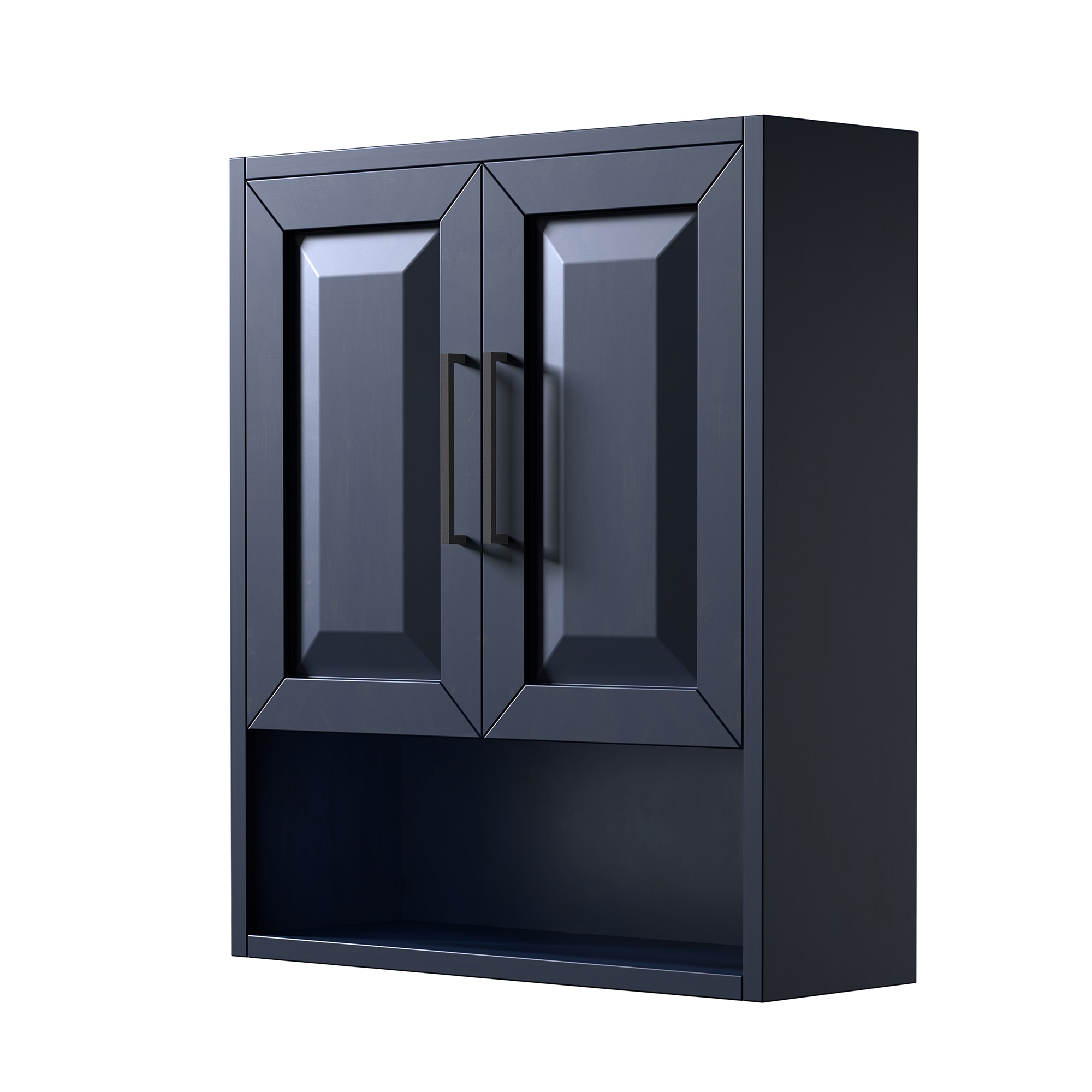 Wyndham Collection WCV2525WCBB Daria 25-in x 30-in x 9-in Dark Blue with Matte Black Trim Soft Close Bathroom Wall Cabinet