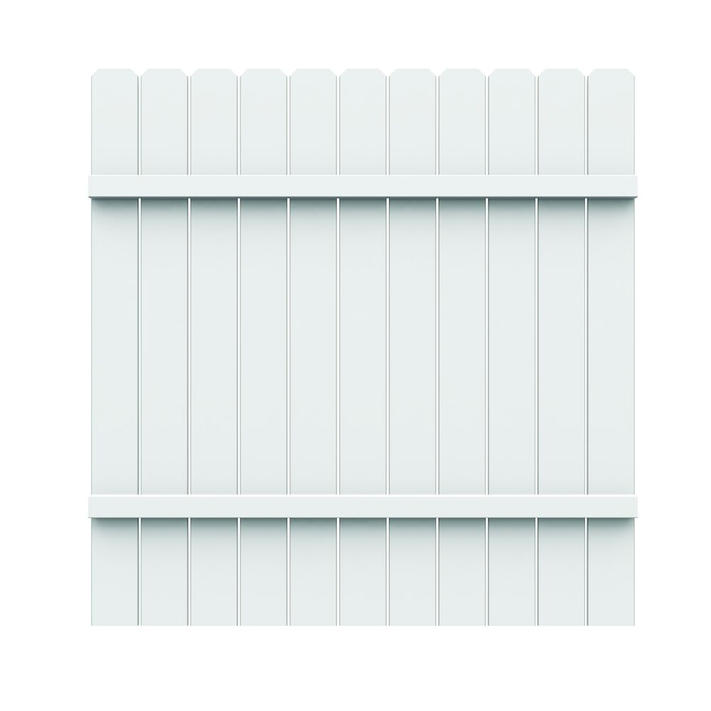 Freedom All American Dogear 6-ft H x 6-ft W White Privacy Vinyl Fence Panel (Assembled)
