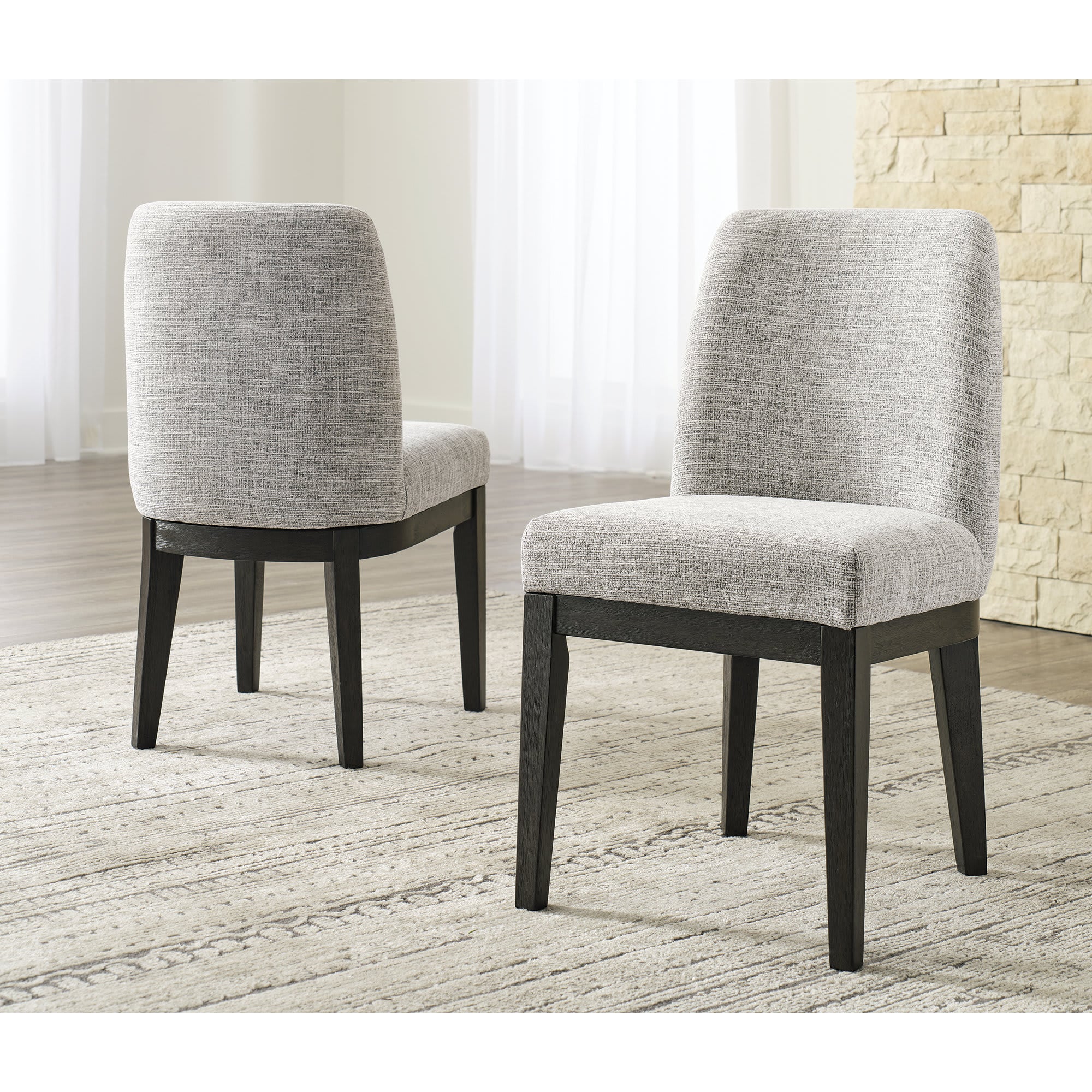 Signature Design by Ashley D984-01 Burkhaus Beige Brown Upholstered Dining Chair with Dark Brown Oak Frame and Foam Cushion