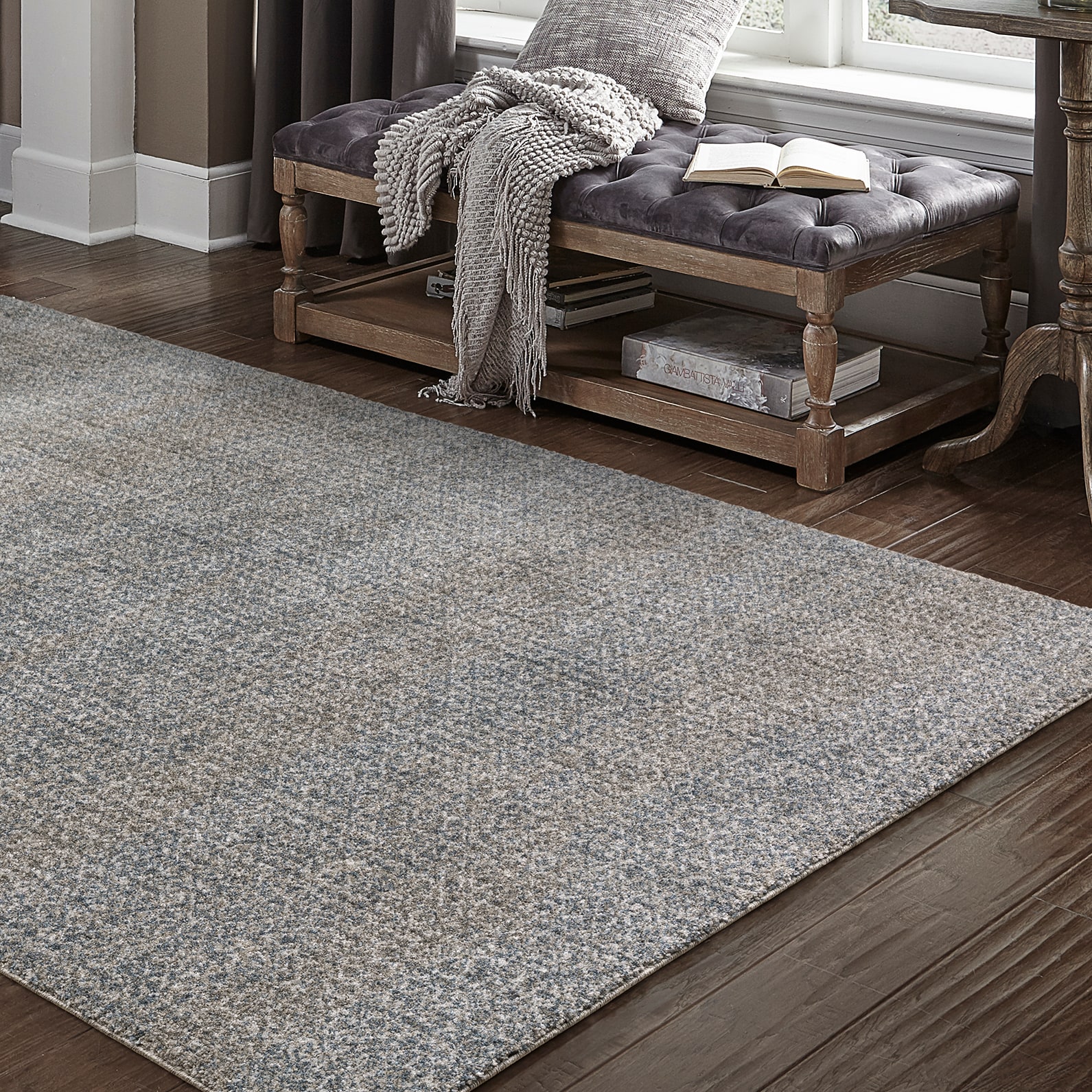 allen + roth Theodore 6 X 9 (ft) Blue Indoor Geometric Area Rug ...