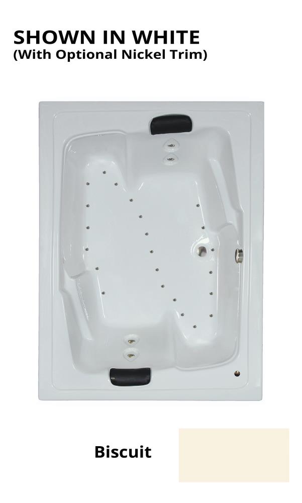 WaterTECH A7254 BISCUIT Designer 53.75-in x 71.75-in Biscuit Acrylic Drop-In Air Bath (Center Drain)
