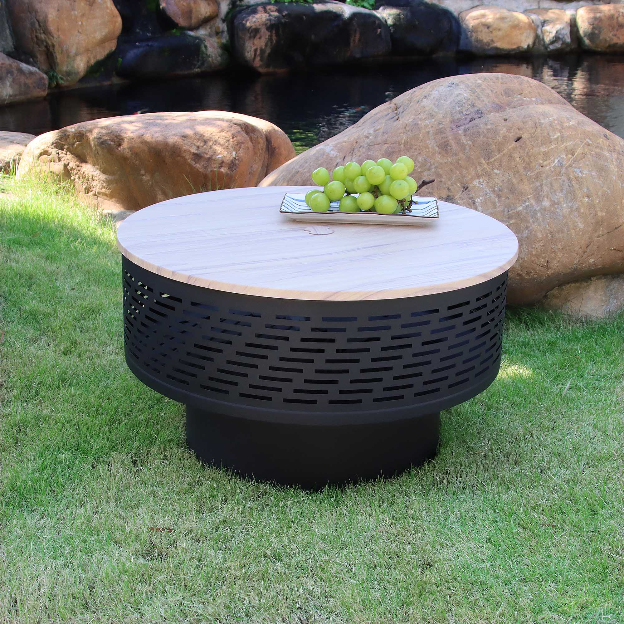 Maocao Hoom 26-in W Black Steel Wood-Burning Fire Pit in the Wood ...