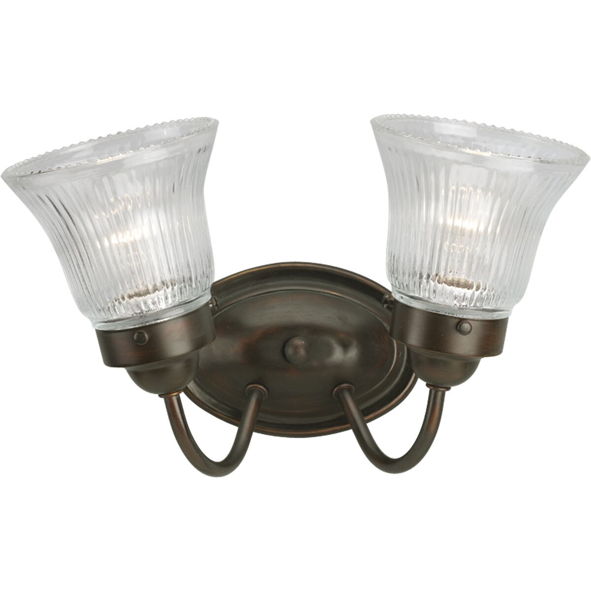 Progress Lighting P3288-20 Fluted Glass 11.75-in 2 -Light Antique Bronze Transitional Vanity light