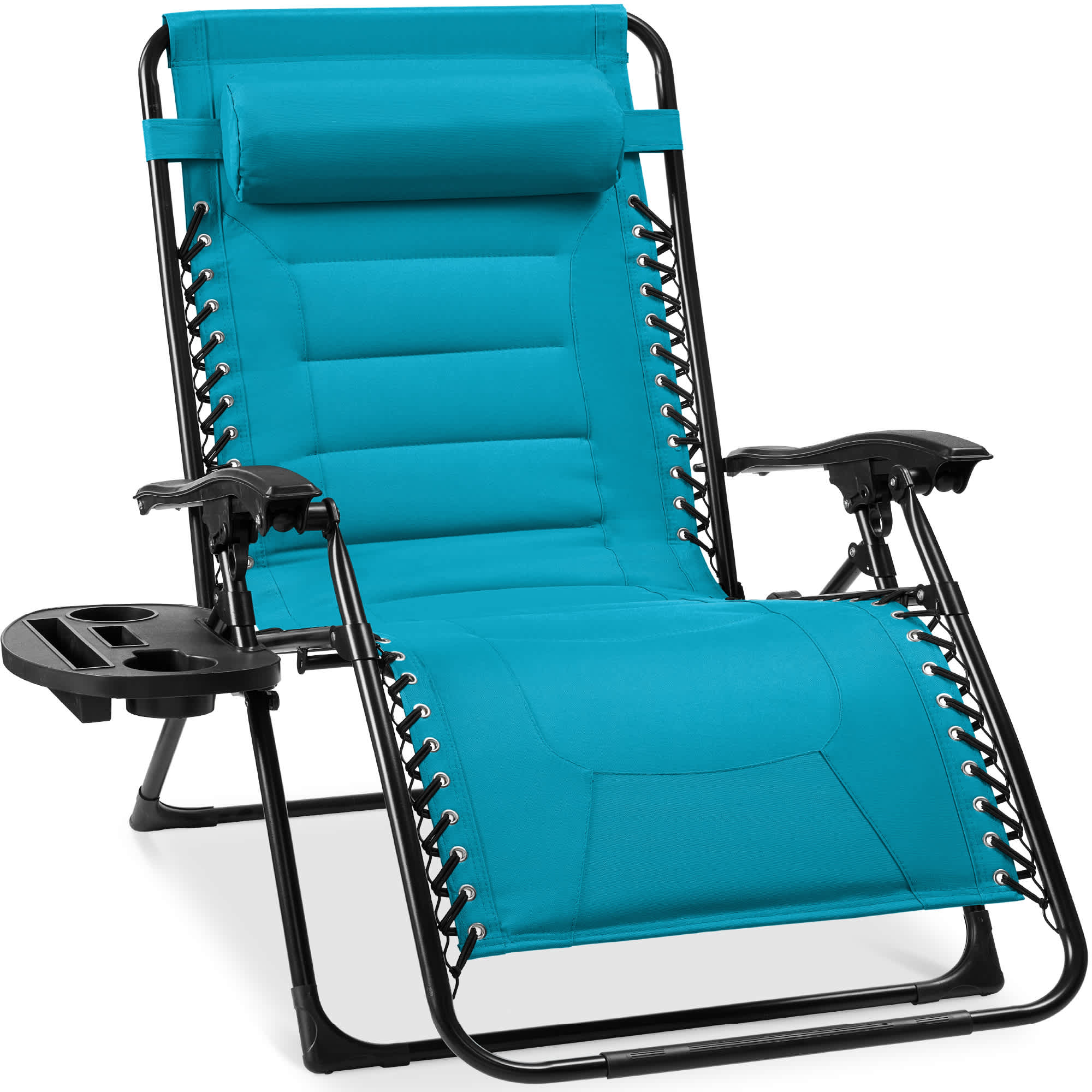 Best Choice Products SKY10267 Oversized Padded Zero Gravity Chair Folding Outdoor Patio Recliner w/ Side Tray