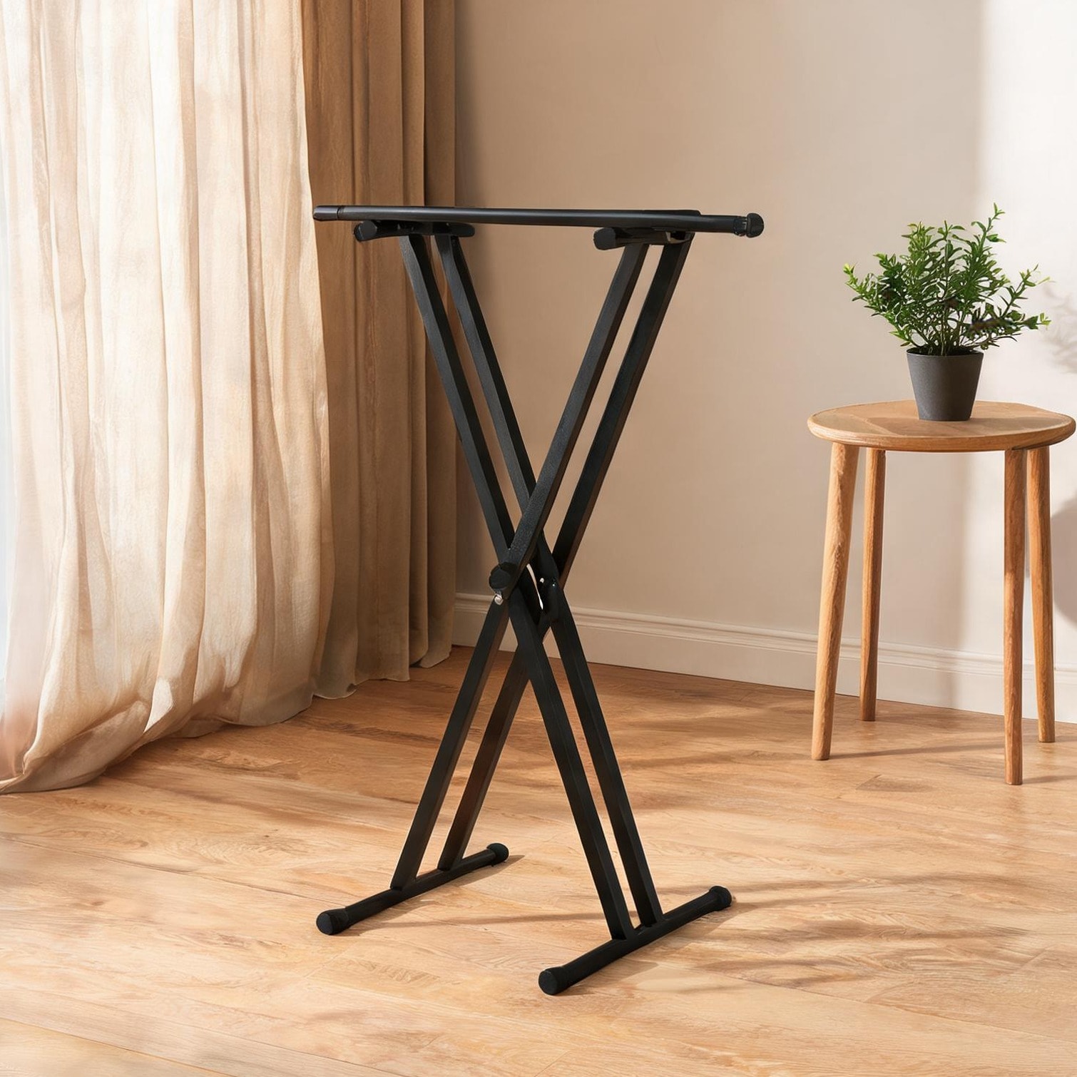 BBabe Sleek Black Iron X-Style Keyboard Stand with 6-Level Height Adjustment for Stage and Studio