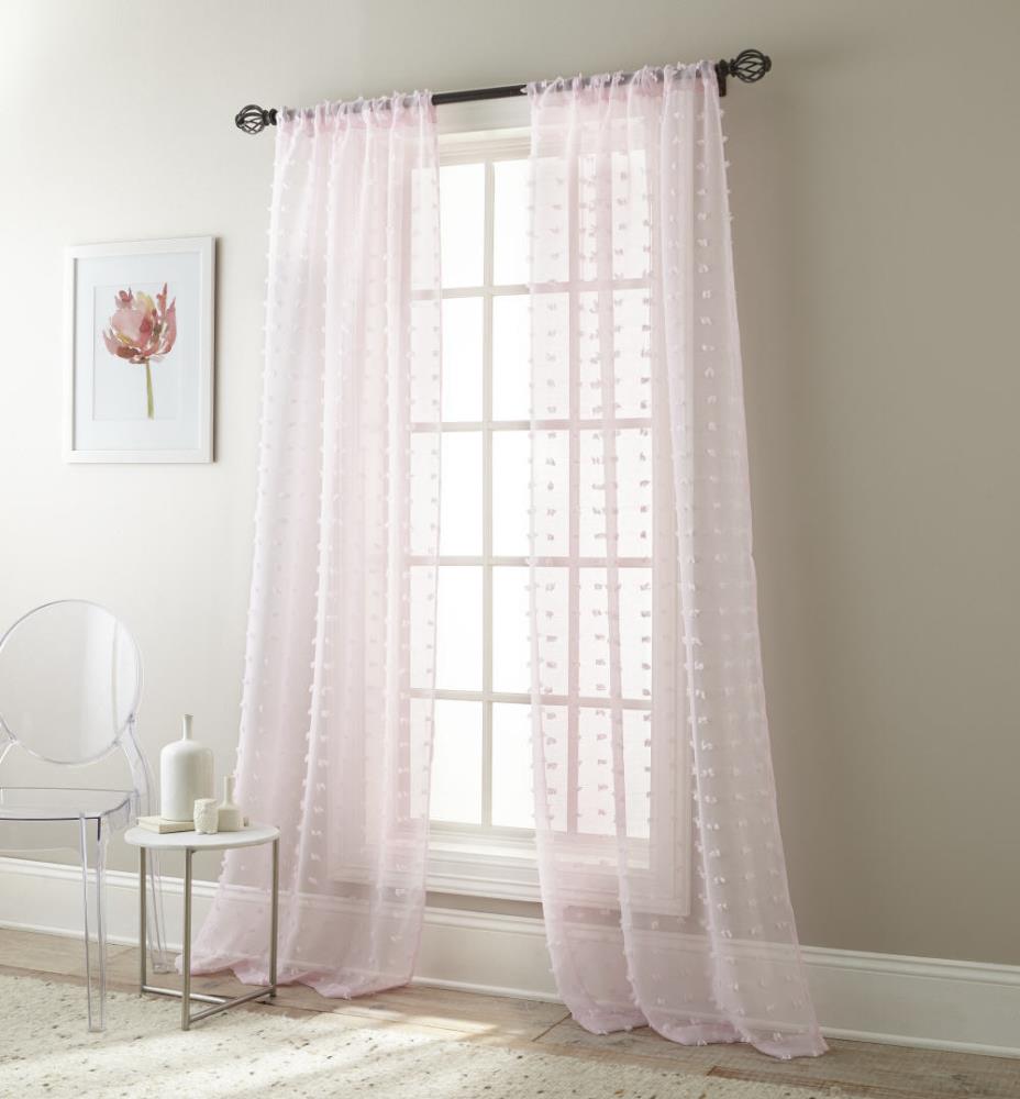 84-in Pink Light Filtering Grommet Curtain Panel Pair Polyester | - allen + roth OLLY-PINK4PAK76X86