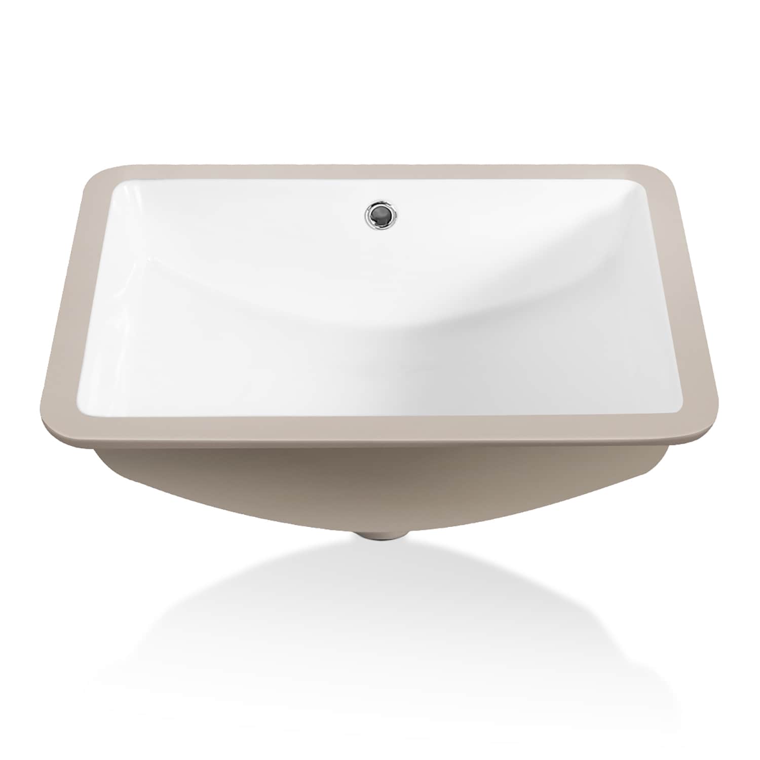 Sinber C1312-OLR Ceramic Undermount Rectangular Trough Modern White Bathroom Sink ( 14.72-Inches x 20.87-Inches )