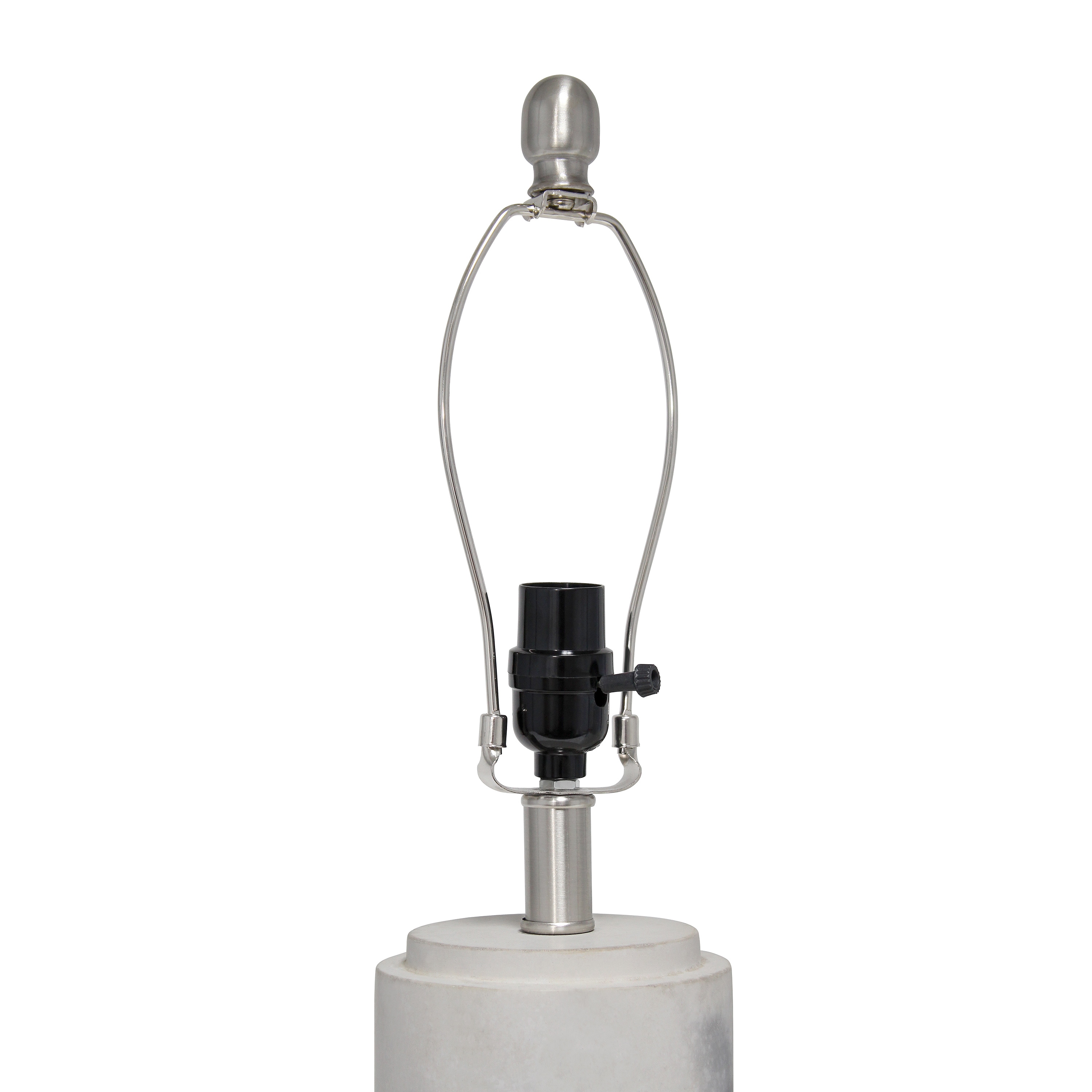 White Marbleized Cylinder Nightstand Lamp with Fabric Shade
