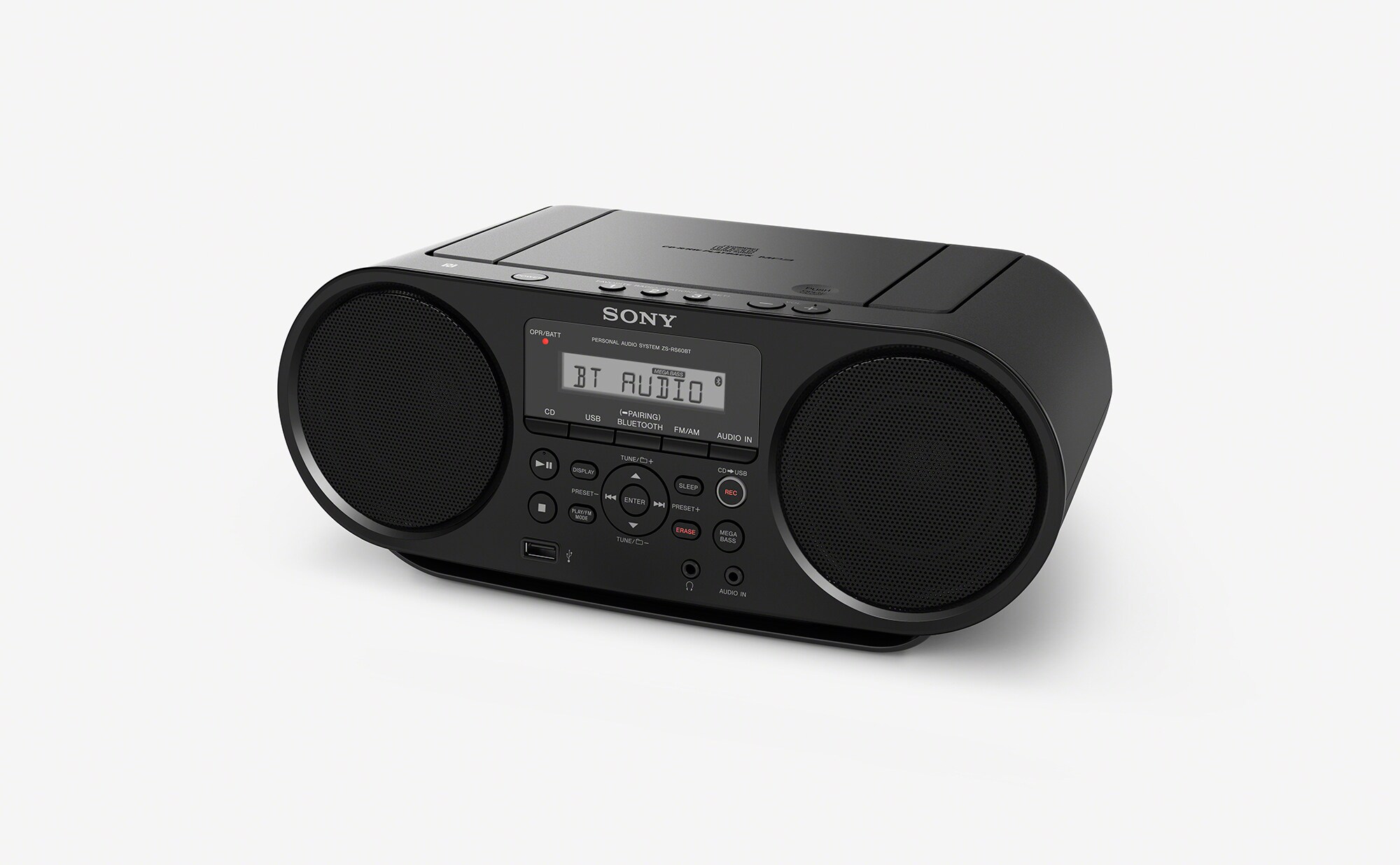 Sony Black CD Player Boombox with AM/FM Radio, Bluetooth, USB, and