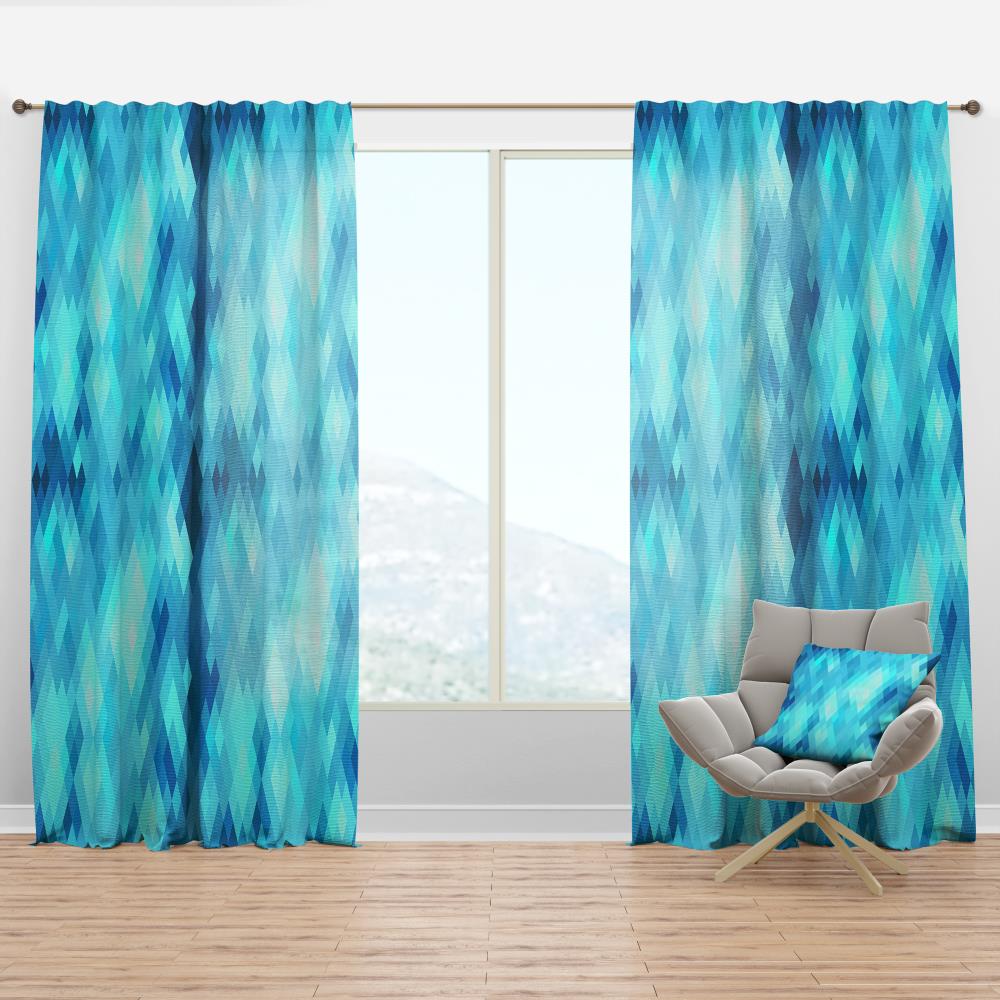 Designart CTN18771-52-120 120-Inches Blue Abstract Room darkening Thermal lined Rod pocket Single curtain panel
