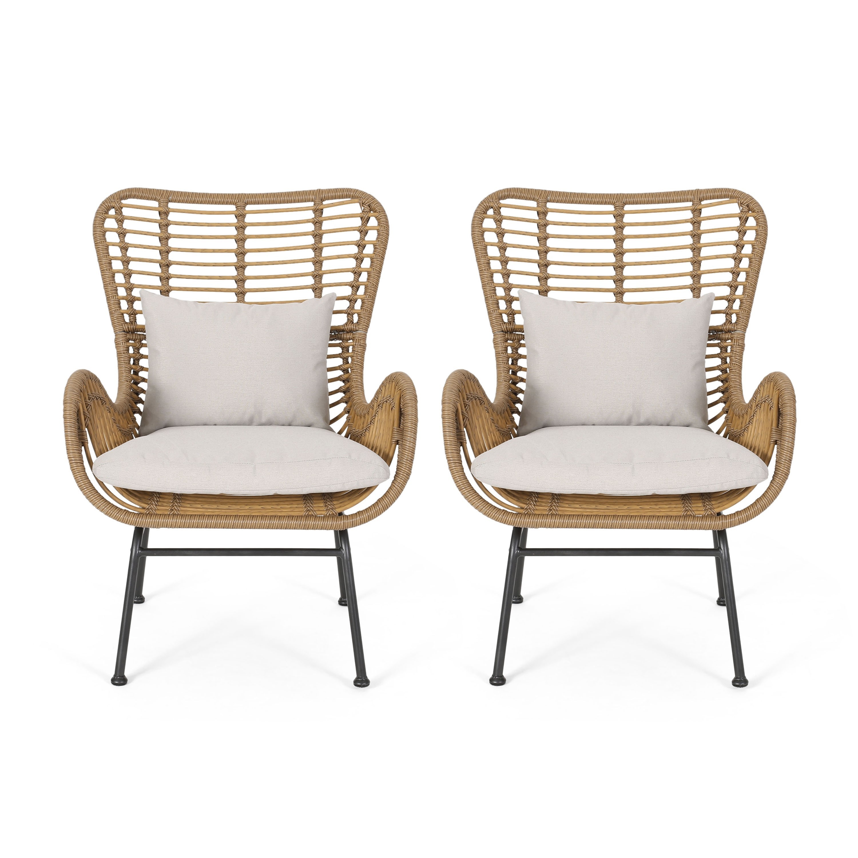 Benzara BM335276 Patio Chairs Wicker Brown, Black and Beige Wood Frame Swivel Bar Stool Chair with Brown Solid Seat