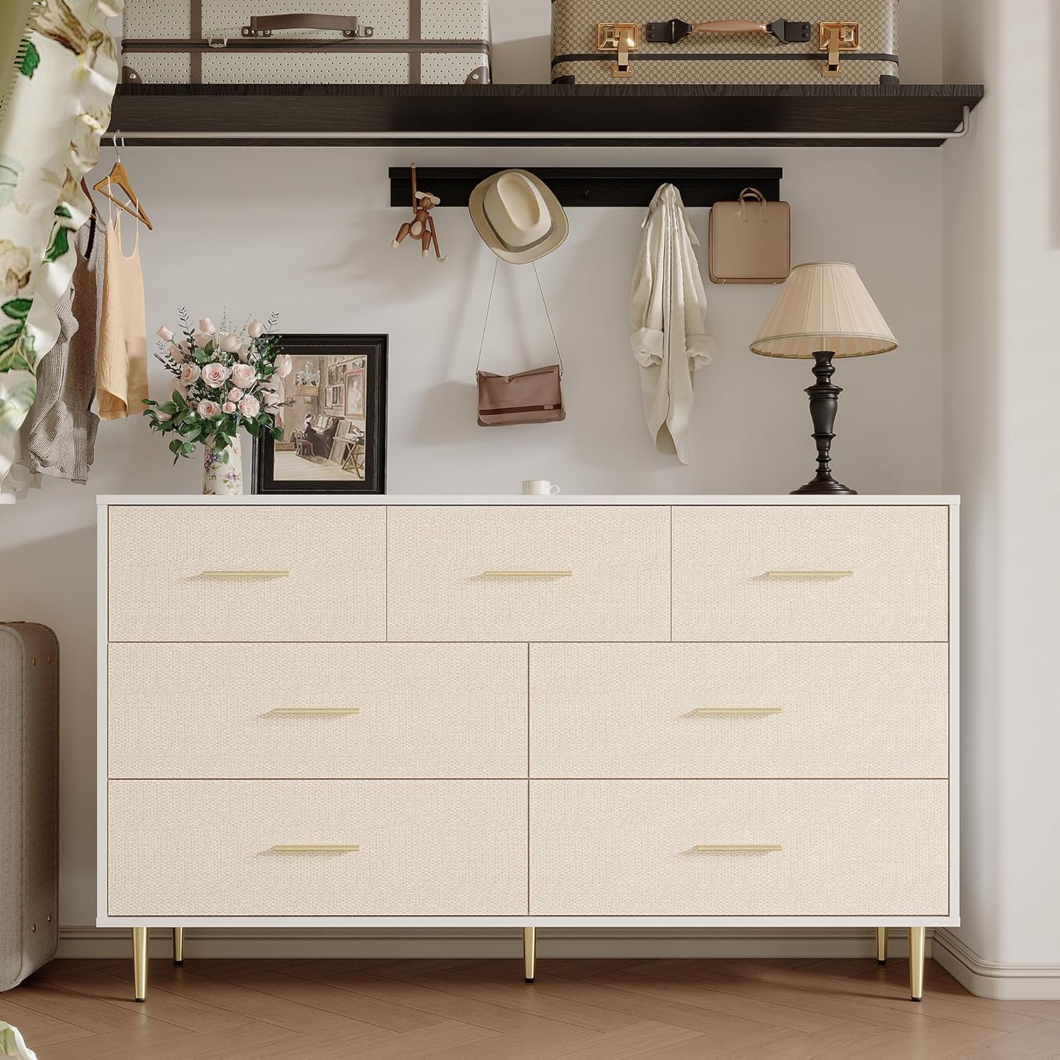 modern white gold dresser Aspen Modern Wide White and Gold Dresser