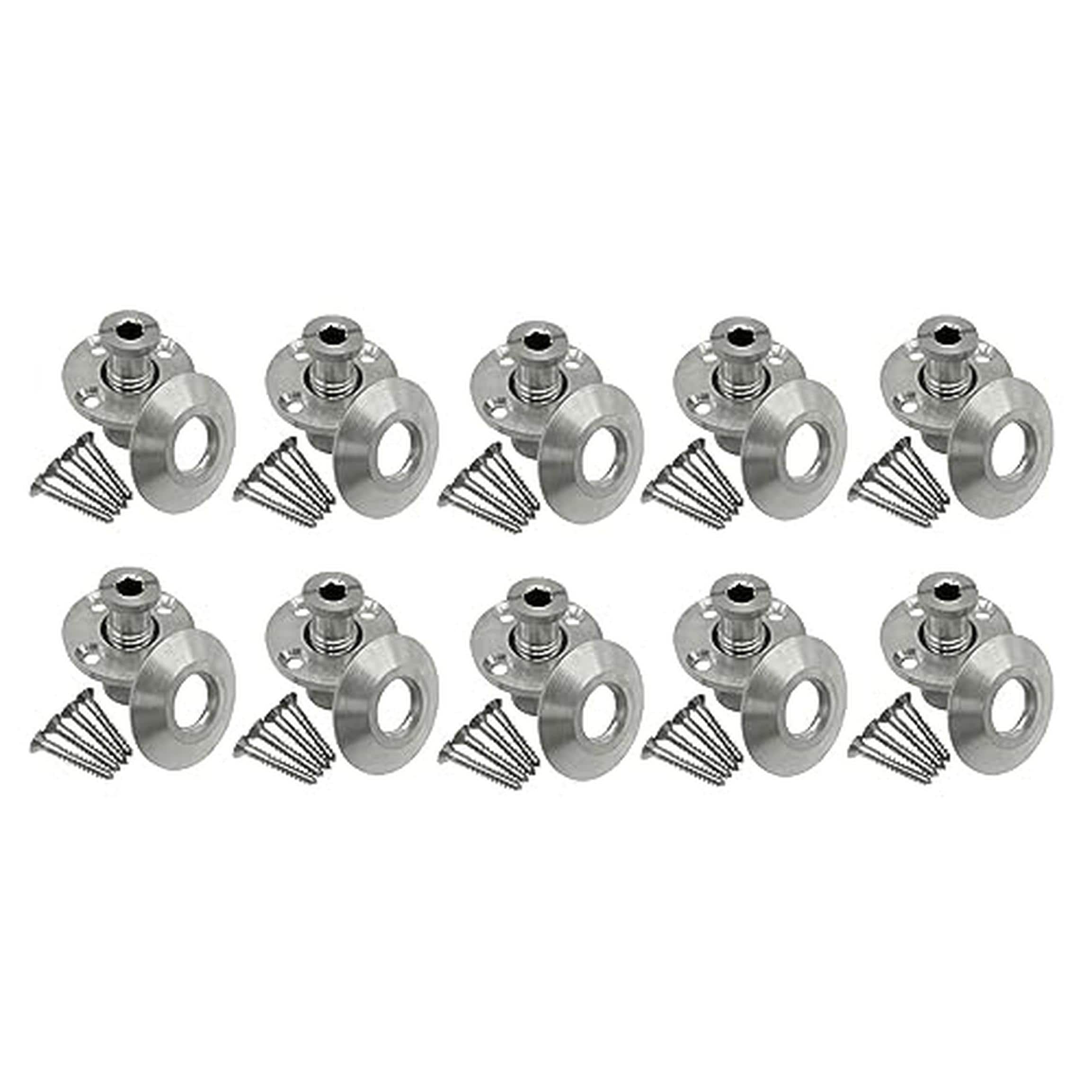 Poolzilla 01-01-011-10PK 10 PCS Pool Safety Cover Stainless Steel Anchor with Collar for Wood Decks