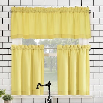 No. 918 45-in Yellow Polyester Semi-sheer Rod Pocket Single Curtain ...