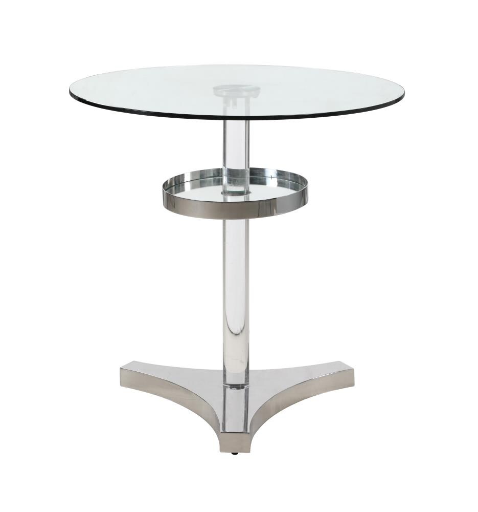 Chintaly Imports 4034-CNT 4034 Round Contemporary/Modern Counter Table, Glass Top with Stainless Steel Metal Base