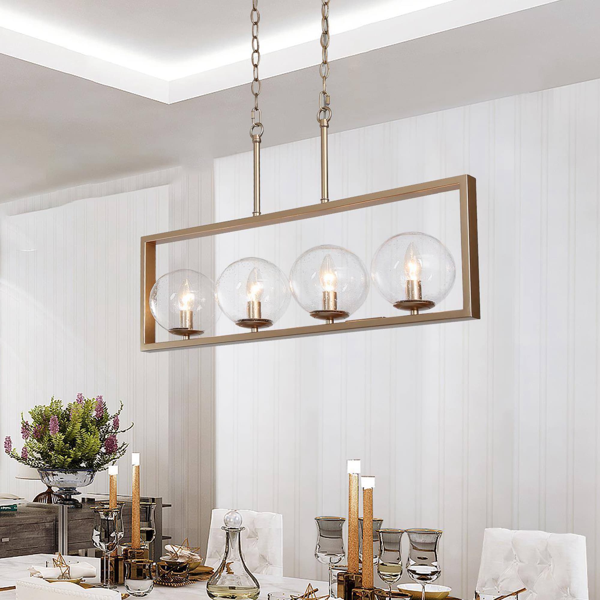 Uolfin R6NVFQ-LWS23969-M7 4.0 -Light Matte Gold Modern/contemporary For Use in Bedrooms, Dining Rooms, Foyers, Kitchens, Living Rooms Chandelier