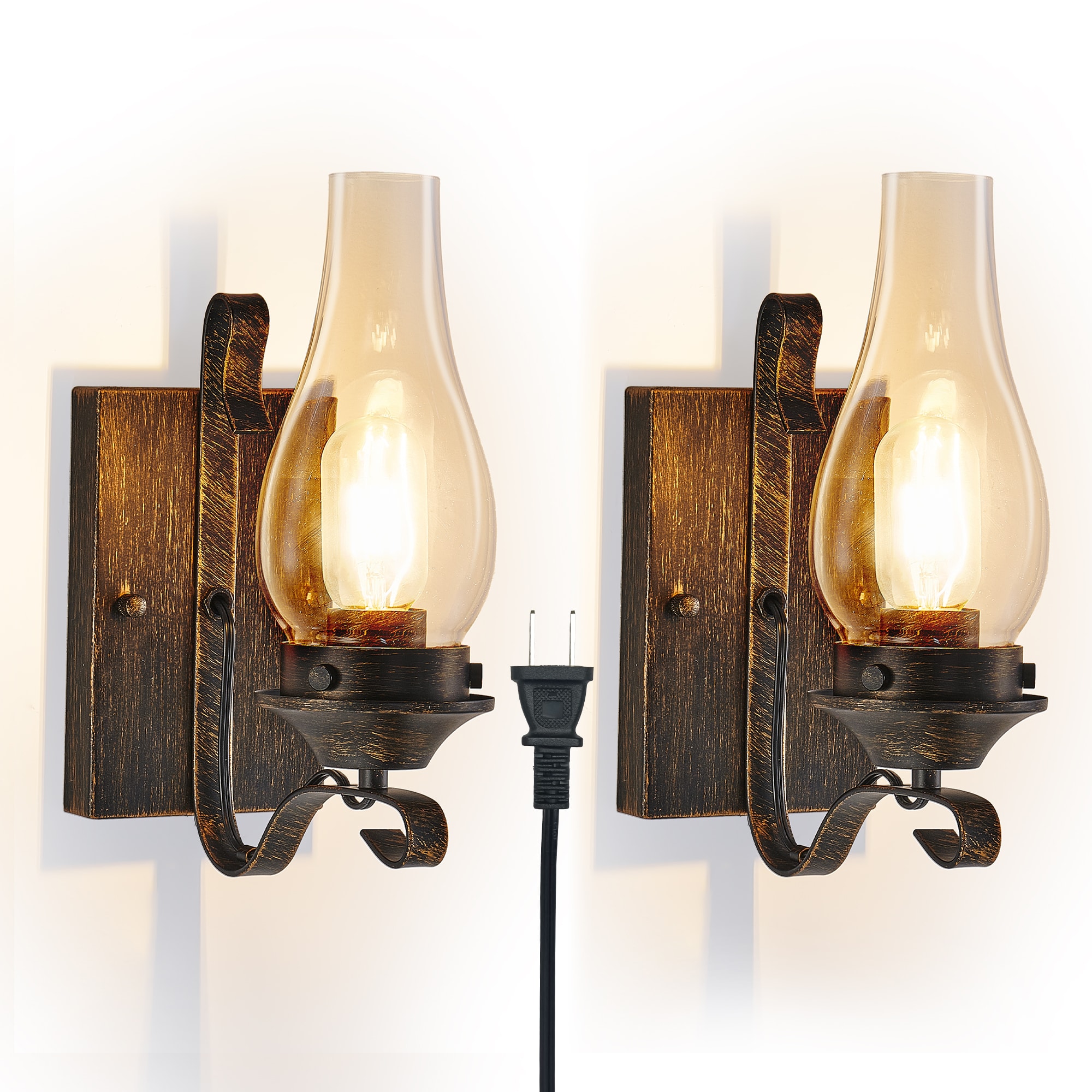 ToolCat BZ-3-84-SN 4.7-in W 2 -Light Gold Farmhouse Wall Sconce