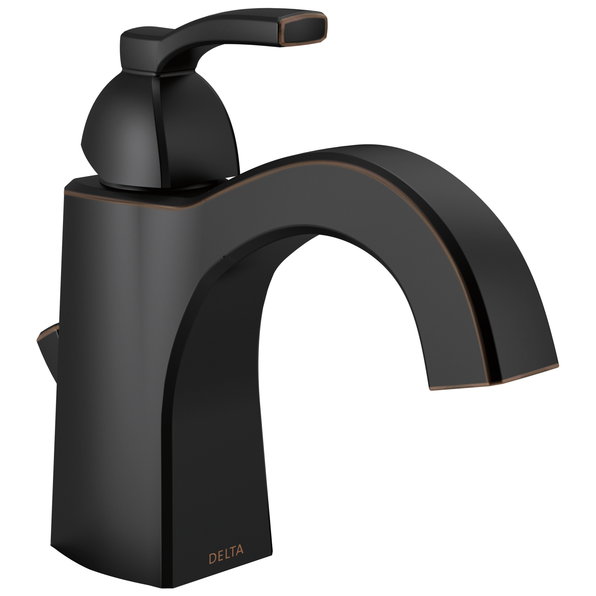Delta 15768LF-OB Flynn Oil Rubbed Bronze Single hole 1-handle WaterSense Mid-arc Residential Handle Bathroom Sink Faucet with Drain with Deck Plate