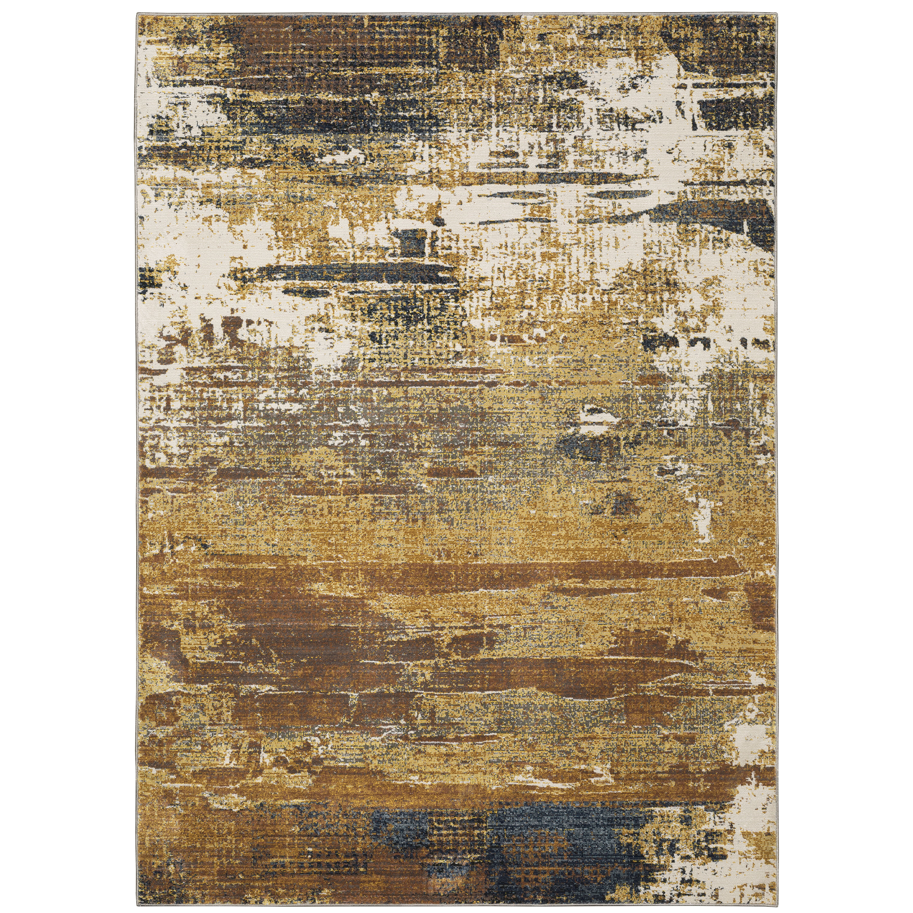 Archer Lane 802CARA0X5L Bentley 5 x 8 (ft) Polyester Gold Rectangular Indoor Abstract Bohemian/Eclectic Area rug
