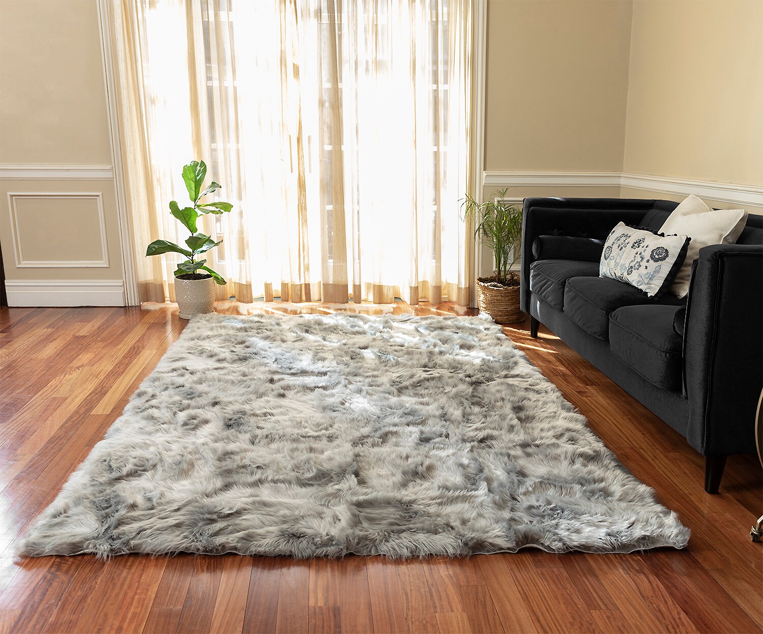 Irregular Fluffy Faux Fur Sheepskin Rug Floor Carpet Bedroom Small MatS Circle 